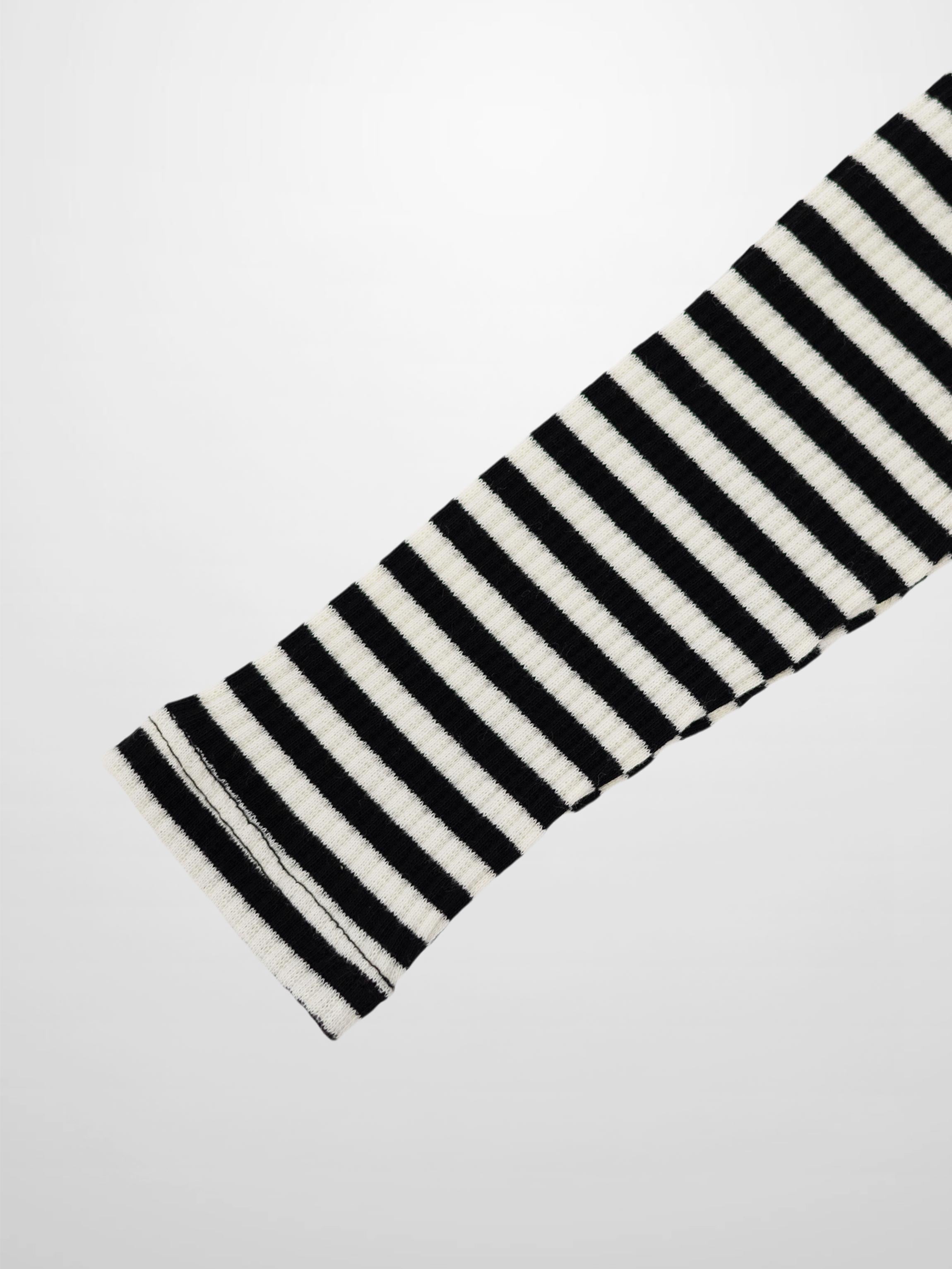 Striped Mock Neck T-Shirt - Black & White