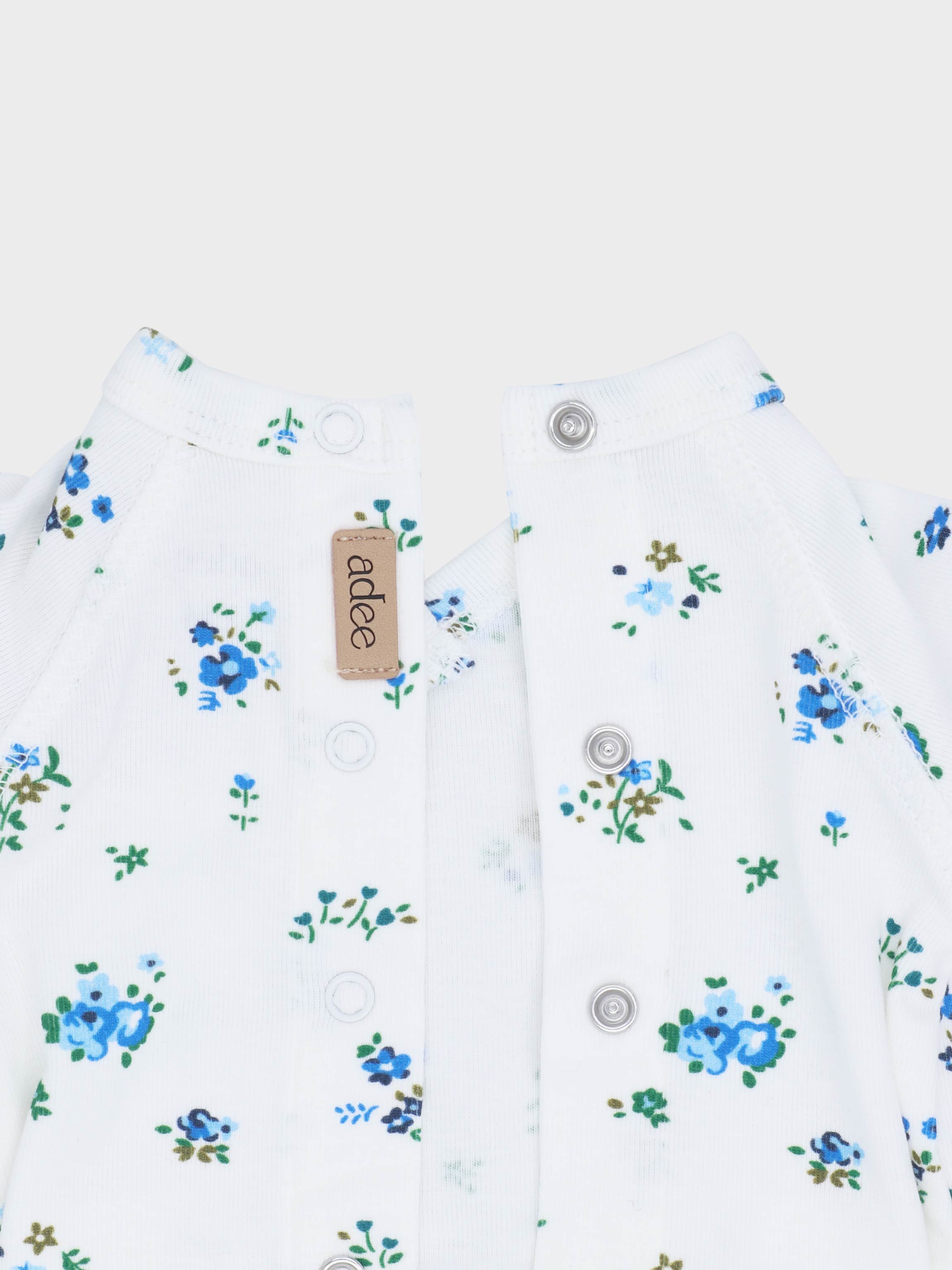 Freesia Flower Stretchy, Bonnet & Bib-Blue