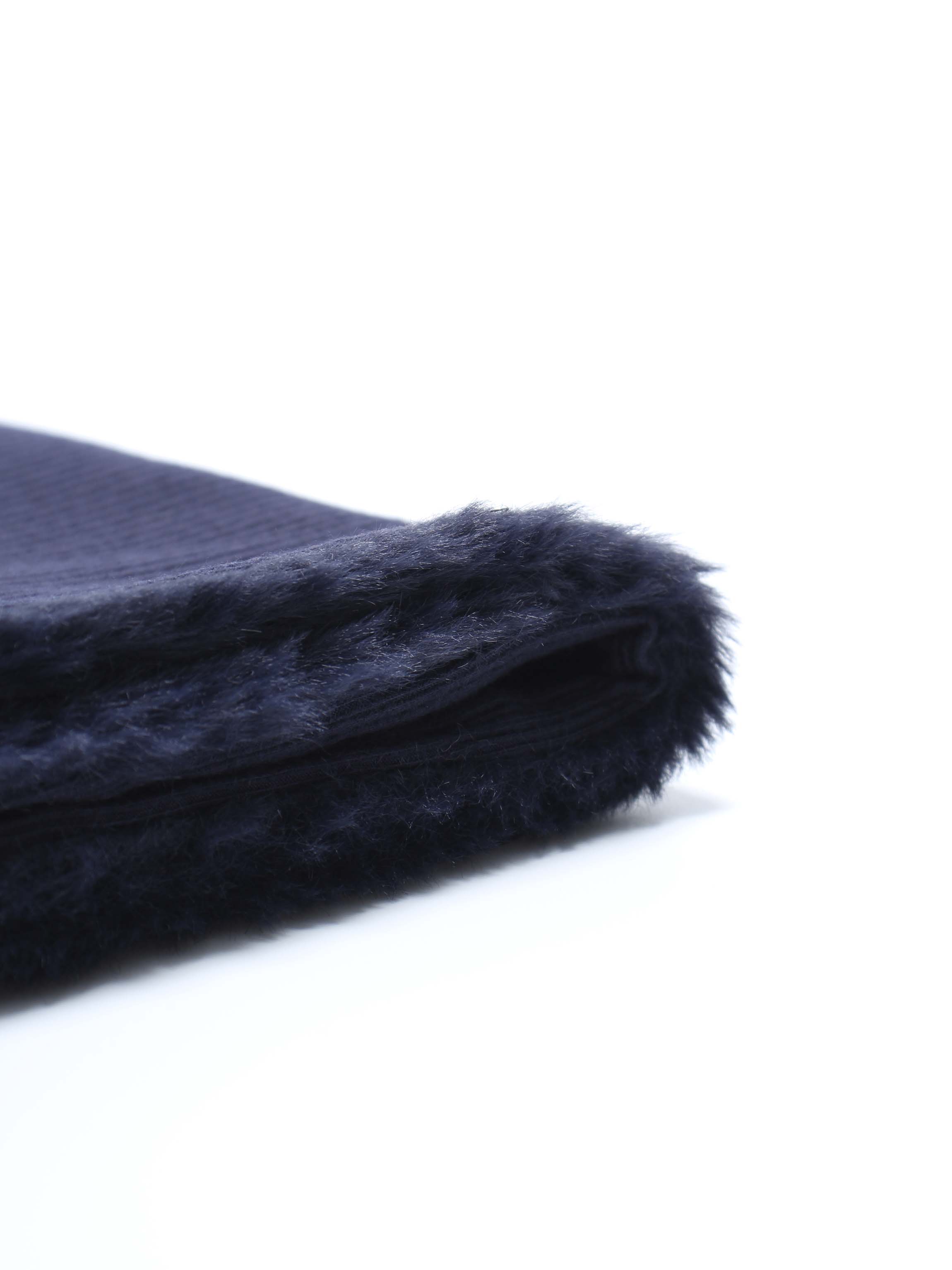 Plush Fur Blanket- Navy