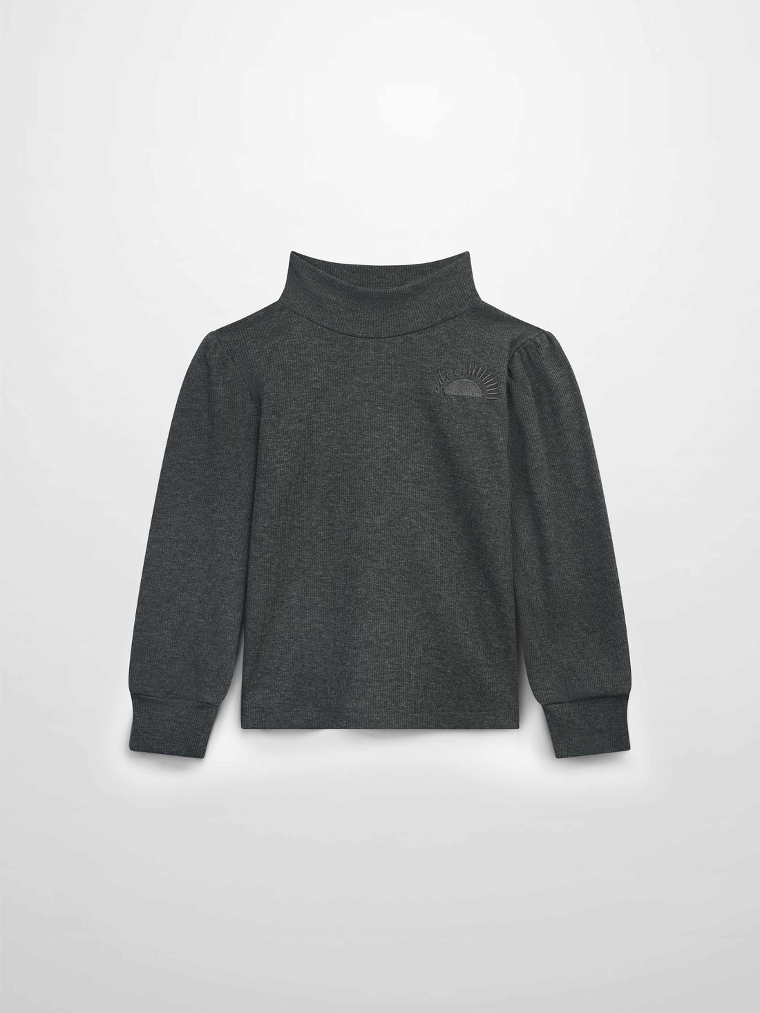 Ribbed Puff Sleeve Shirt - Grey