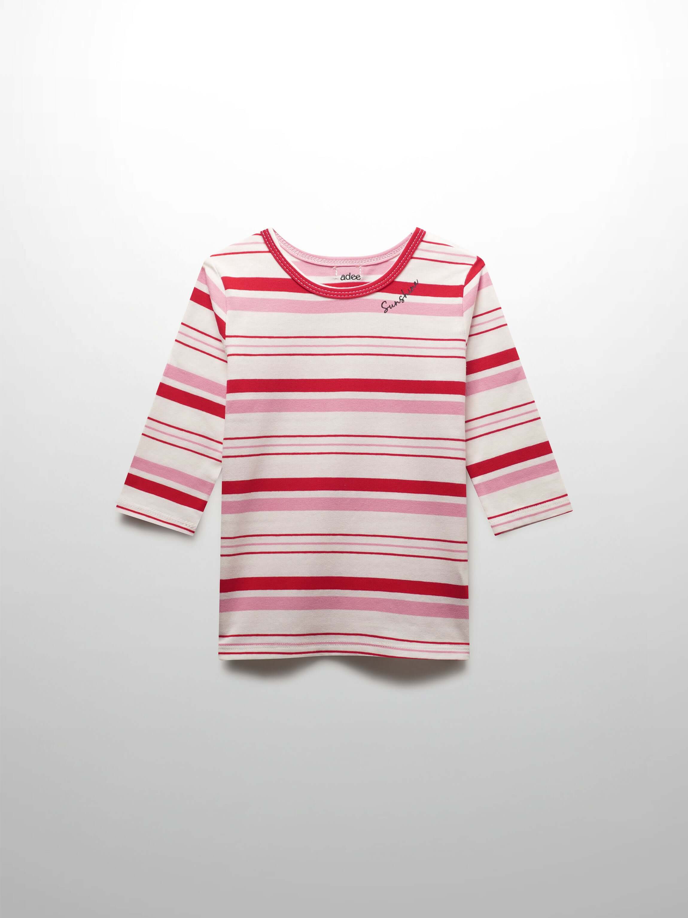 Pink & red striped girls shirt