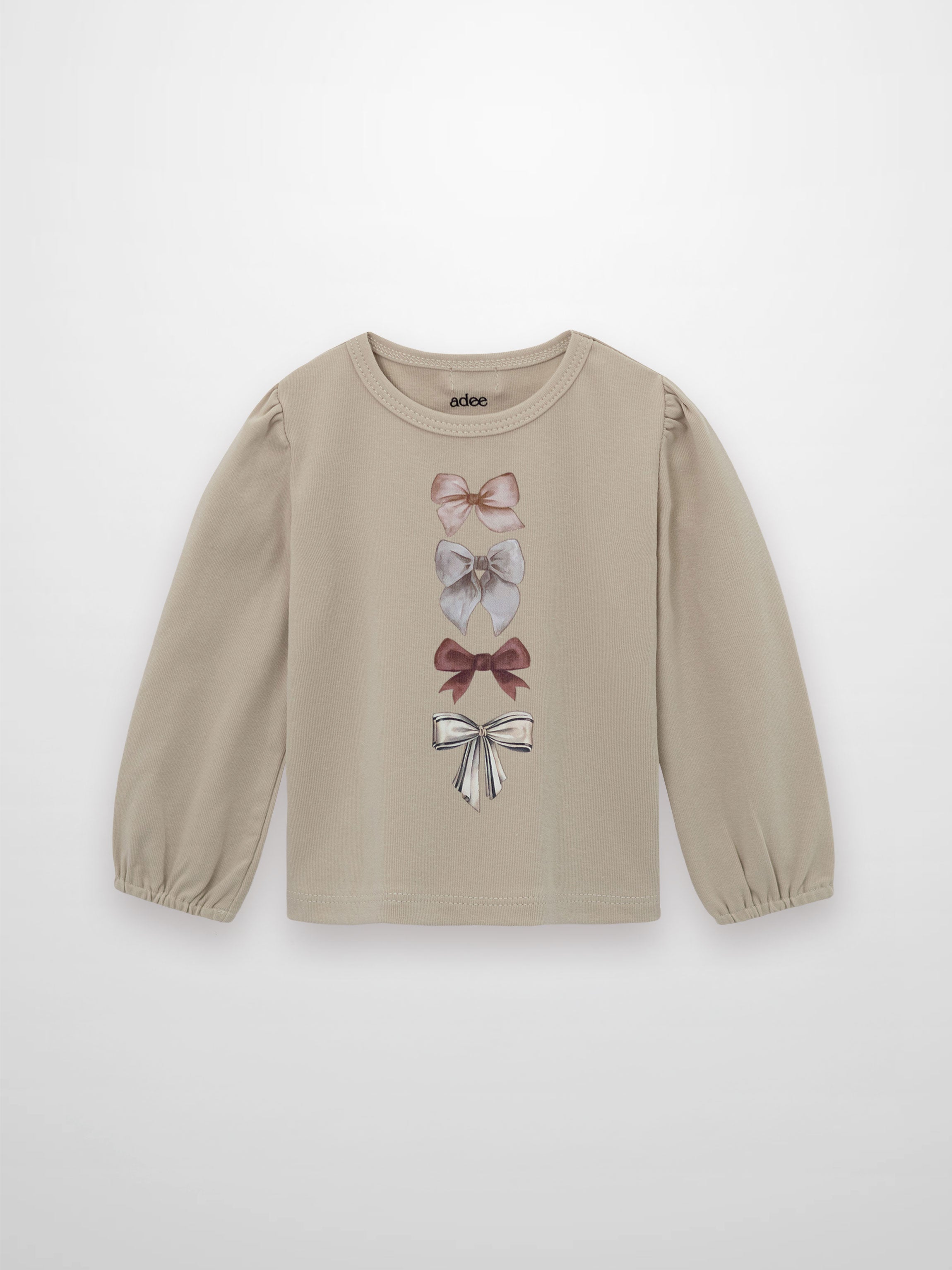 Ribbed Bow Shirt - Taupe