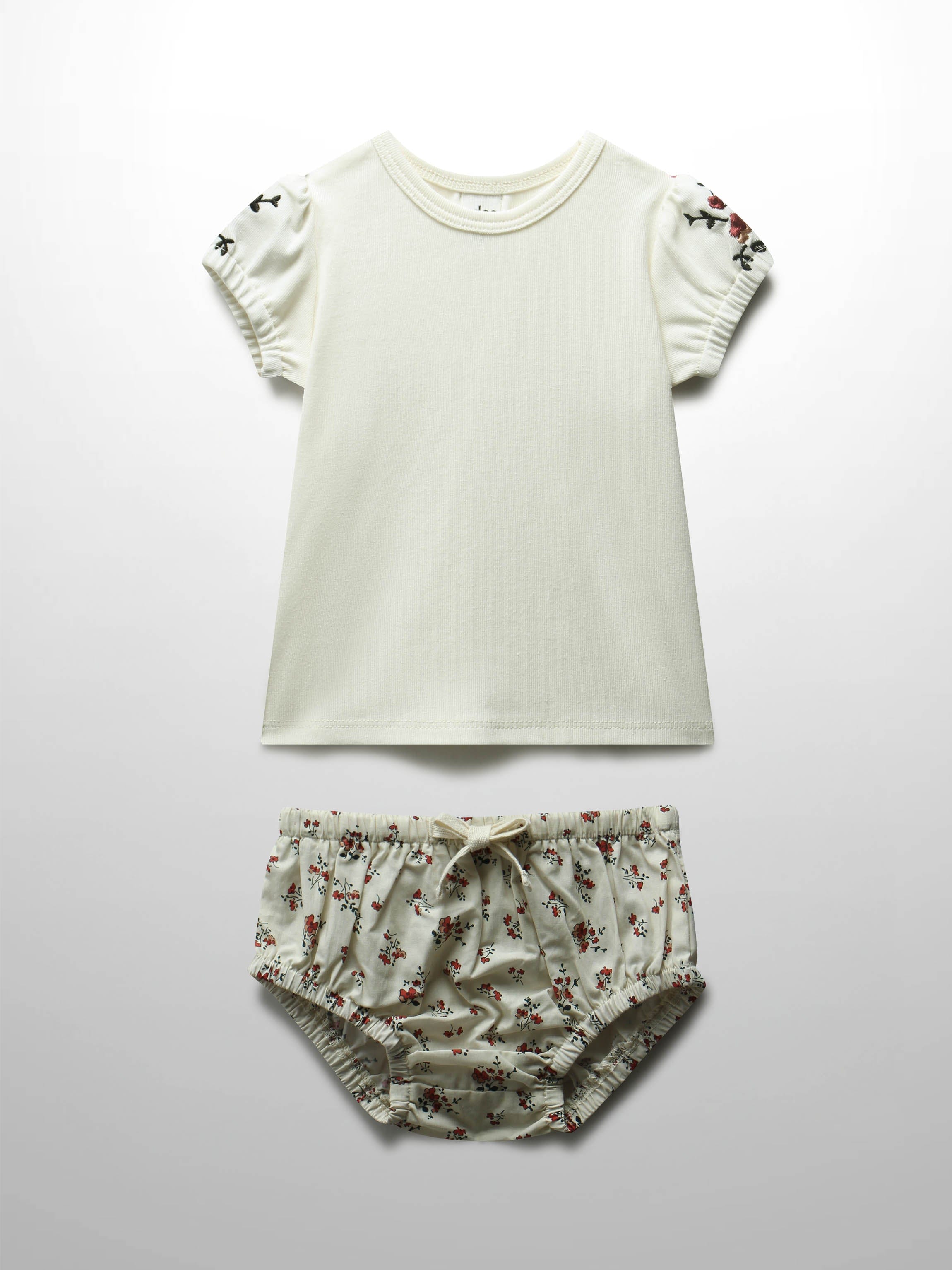 Floral Bubble Bloomers with Shirt