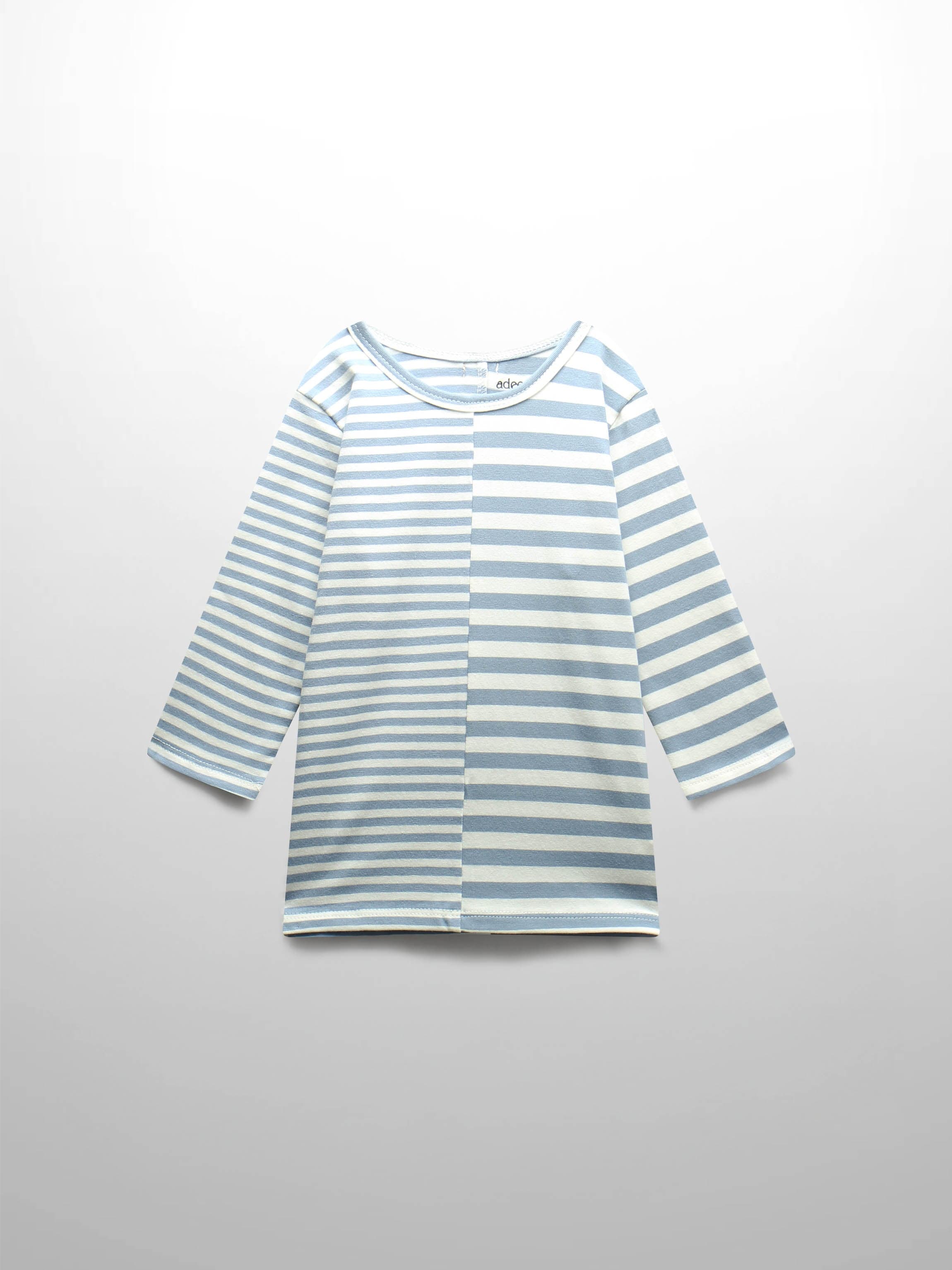 Striped Fitted T-shirt with 3/4 sleeves