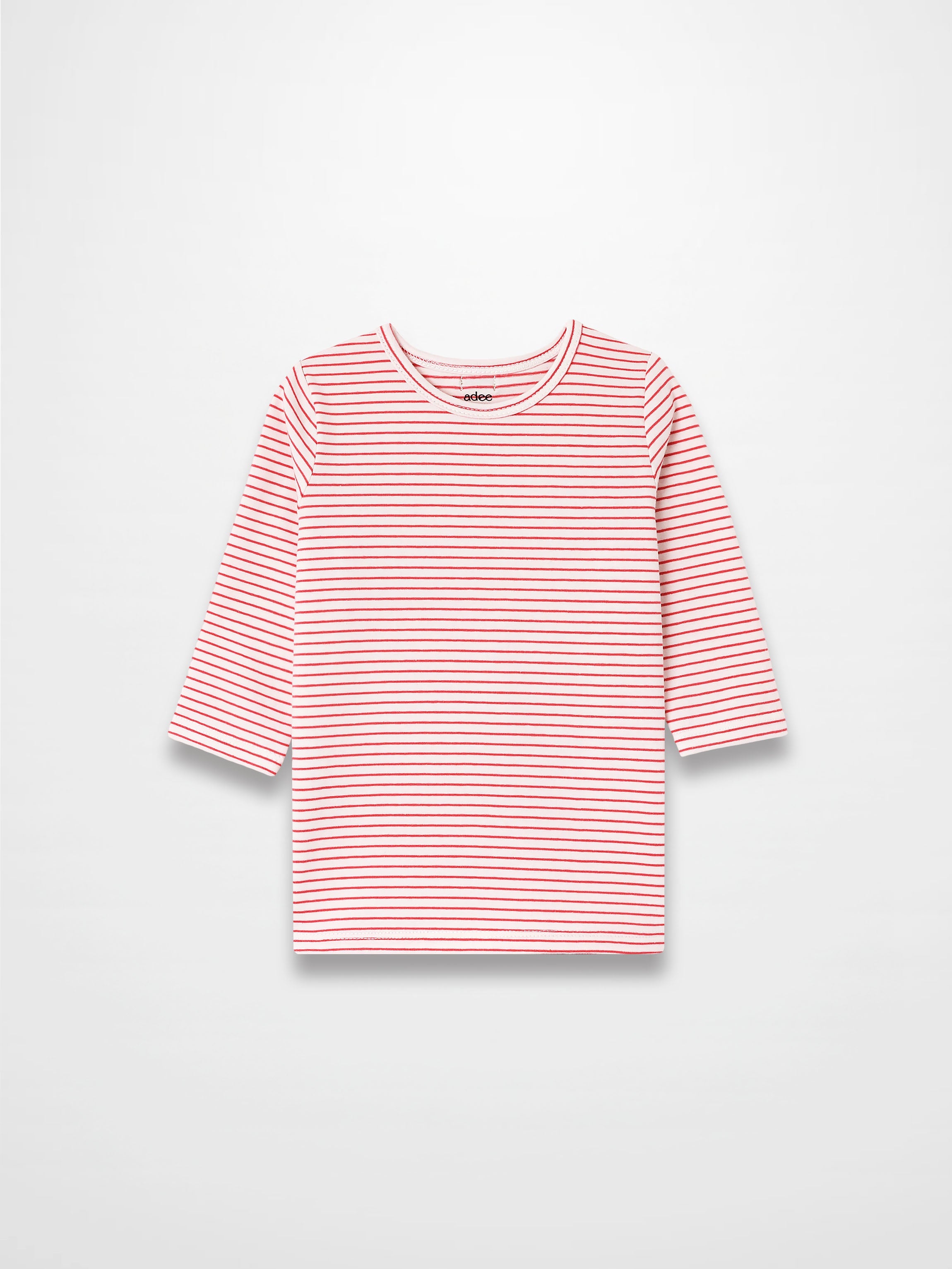 Pink Striped 3/4 Sleeve T-Shirt