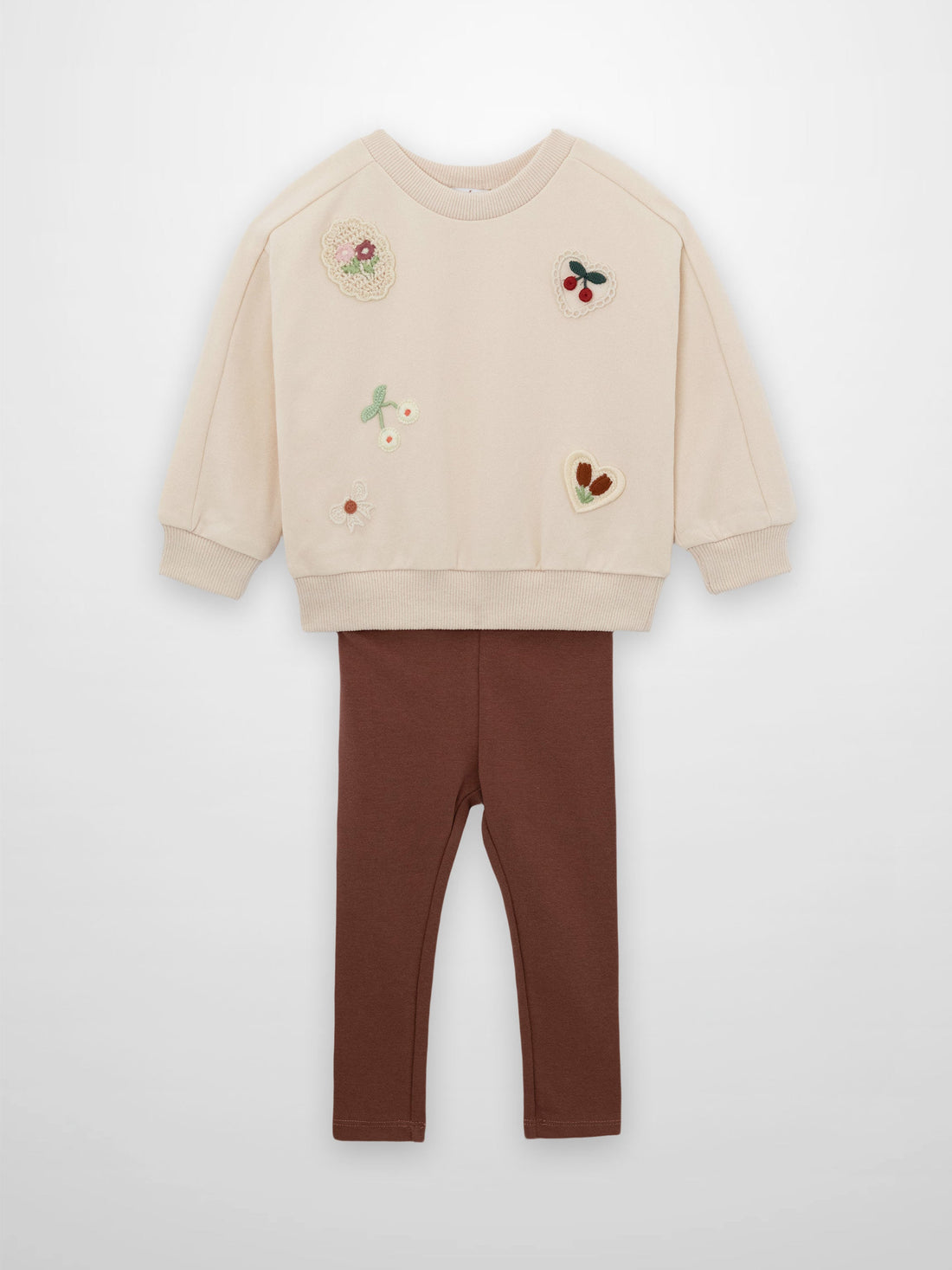 Crochet Patch Sweatshirt & Leggings Set