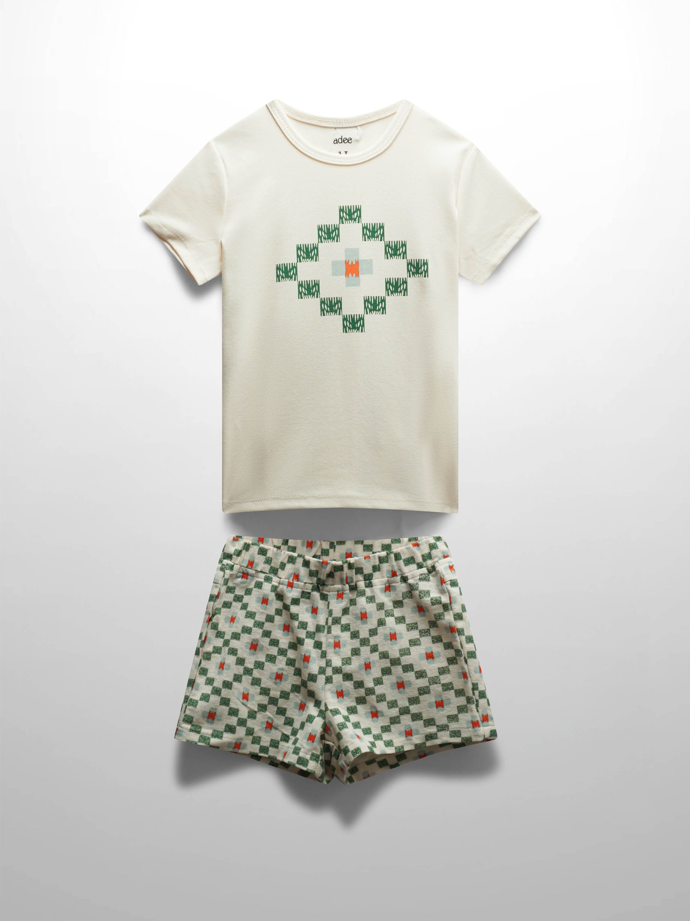 Green Diamond Shorts with Shirt