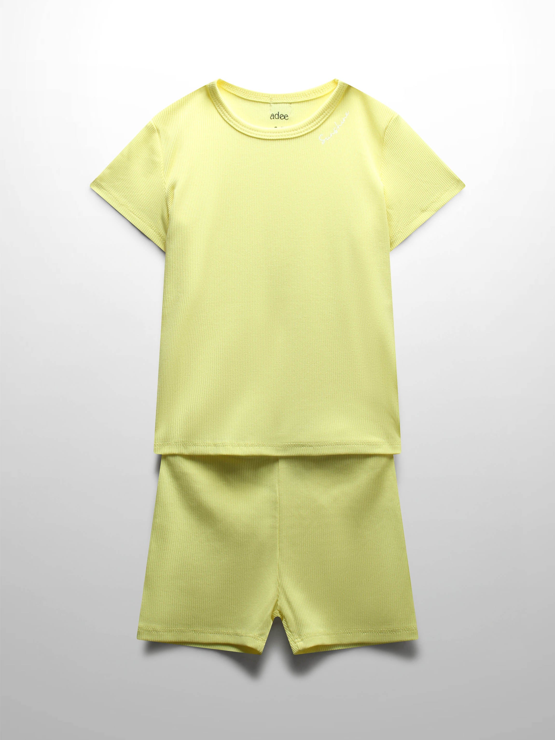 Yellow Ribbed Short Set