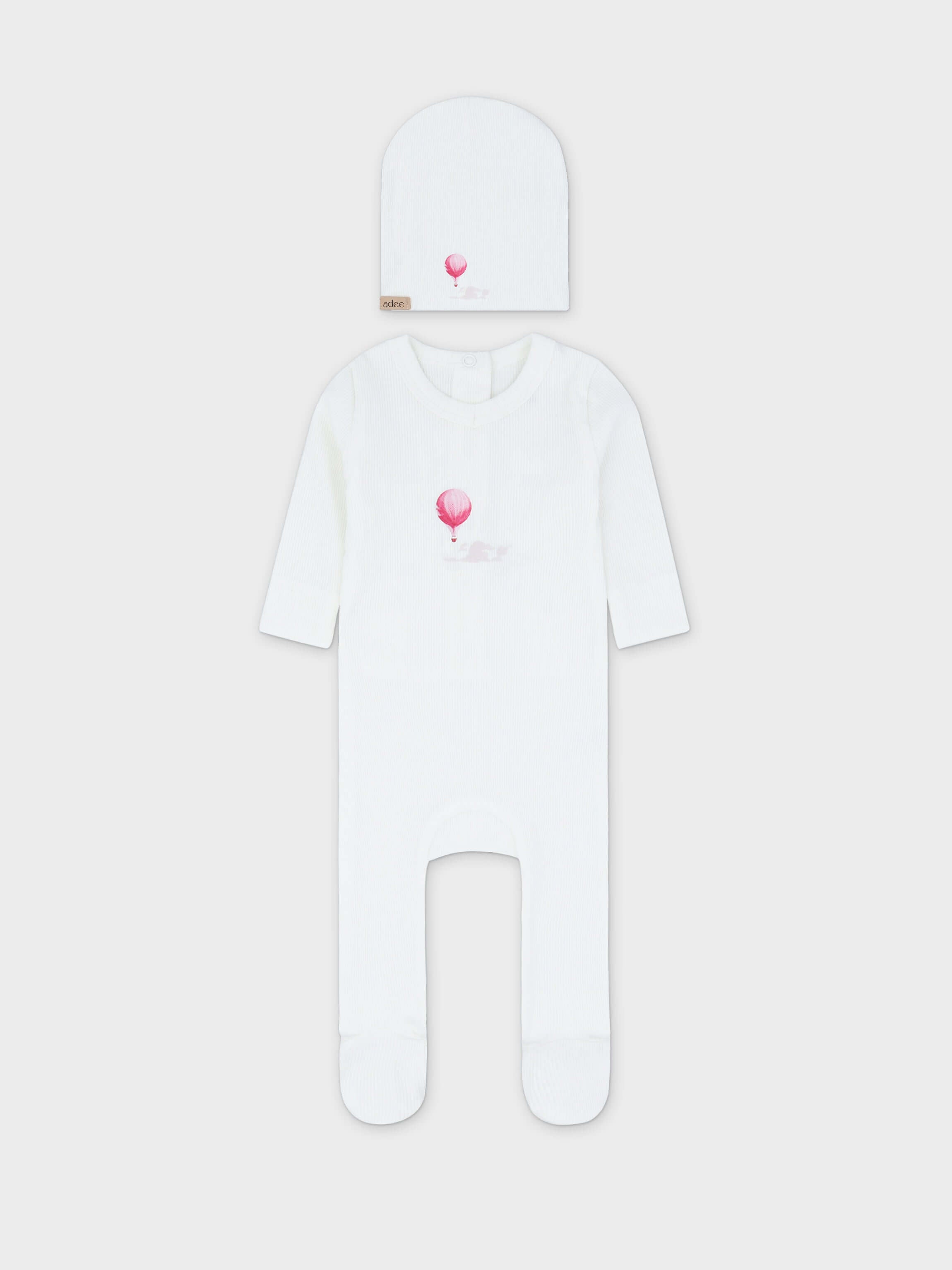 white Baby jumpsuit with hat