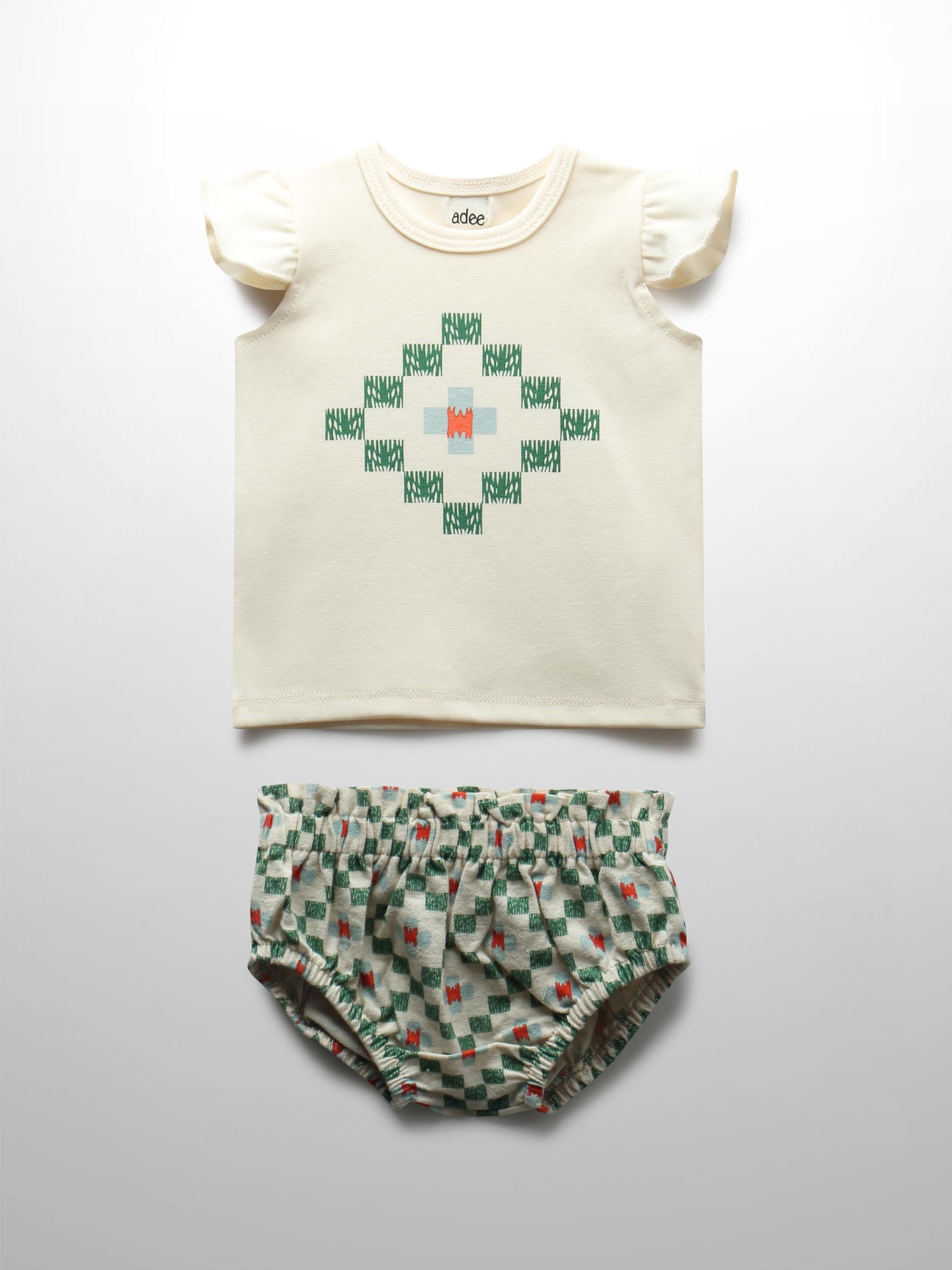 Green Diamond Tank Set- Ruffles