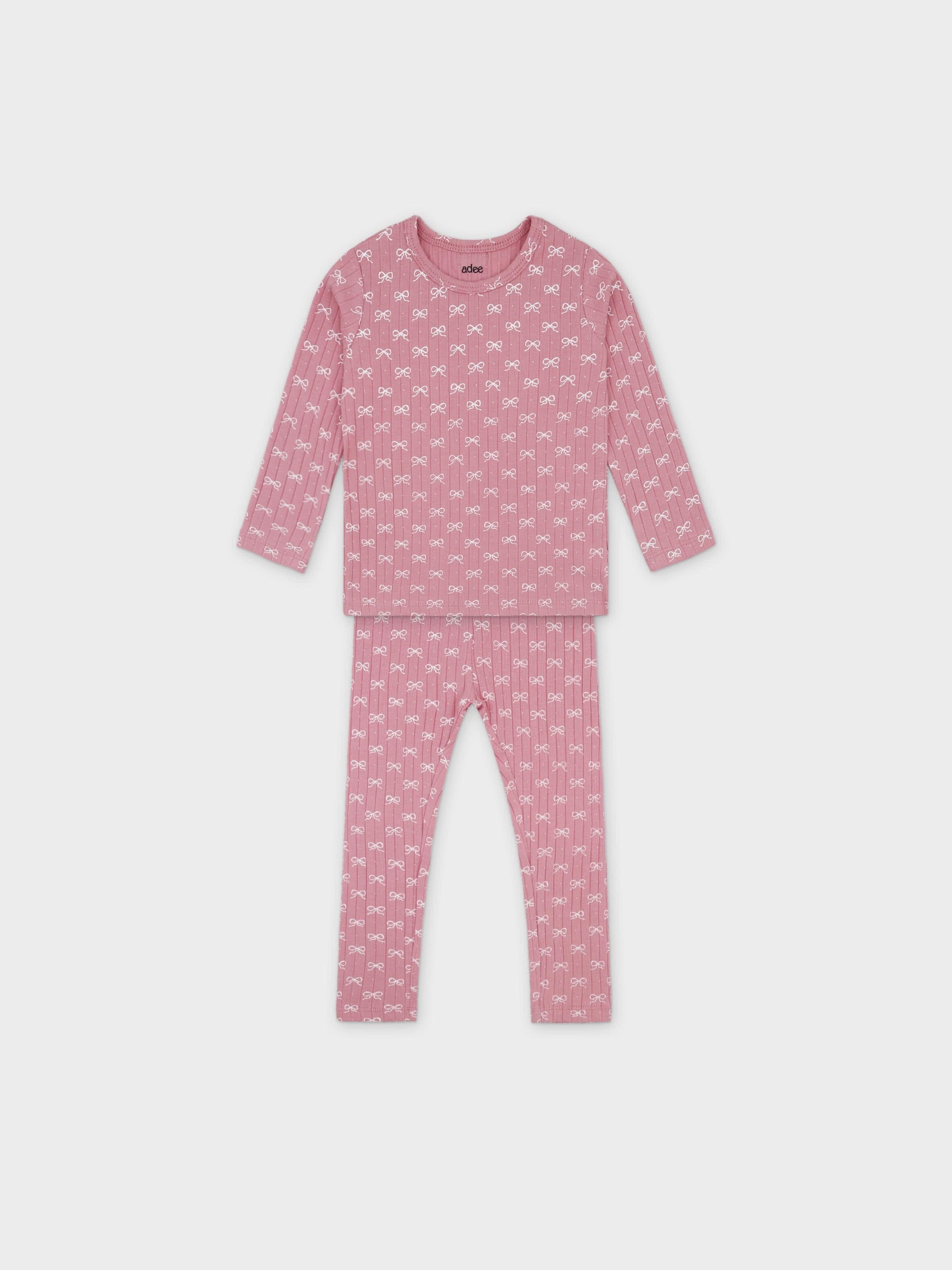 Girls pajamas with bow print