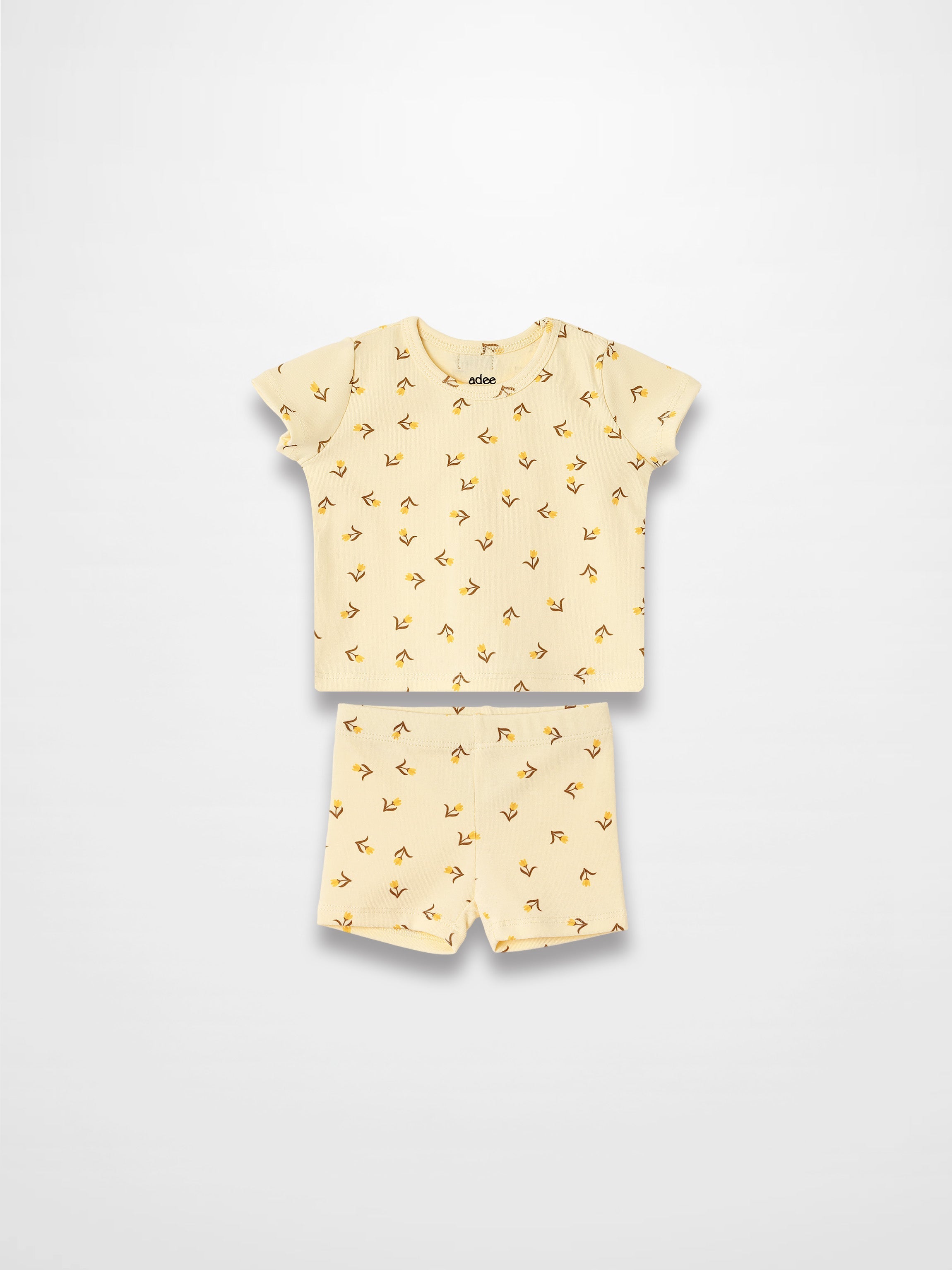 Butter Yellow Tulip Short Sleeve T-shirt & Shorts Set