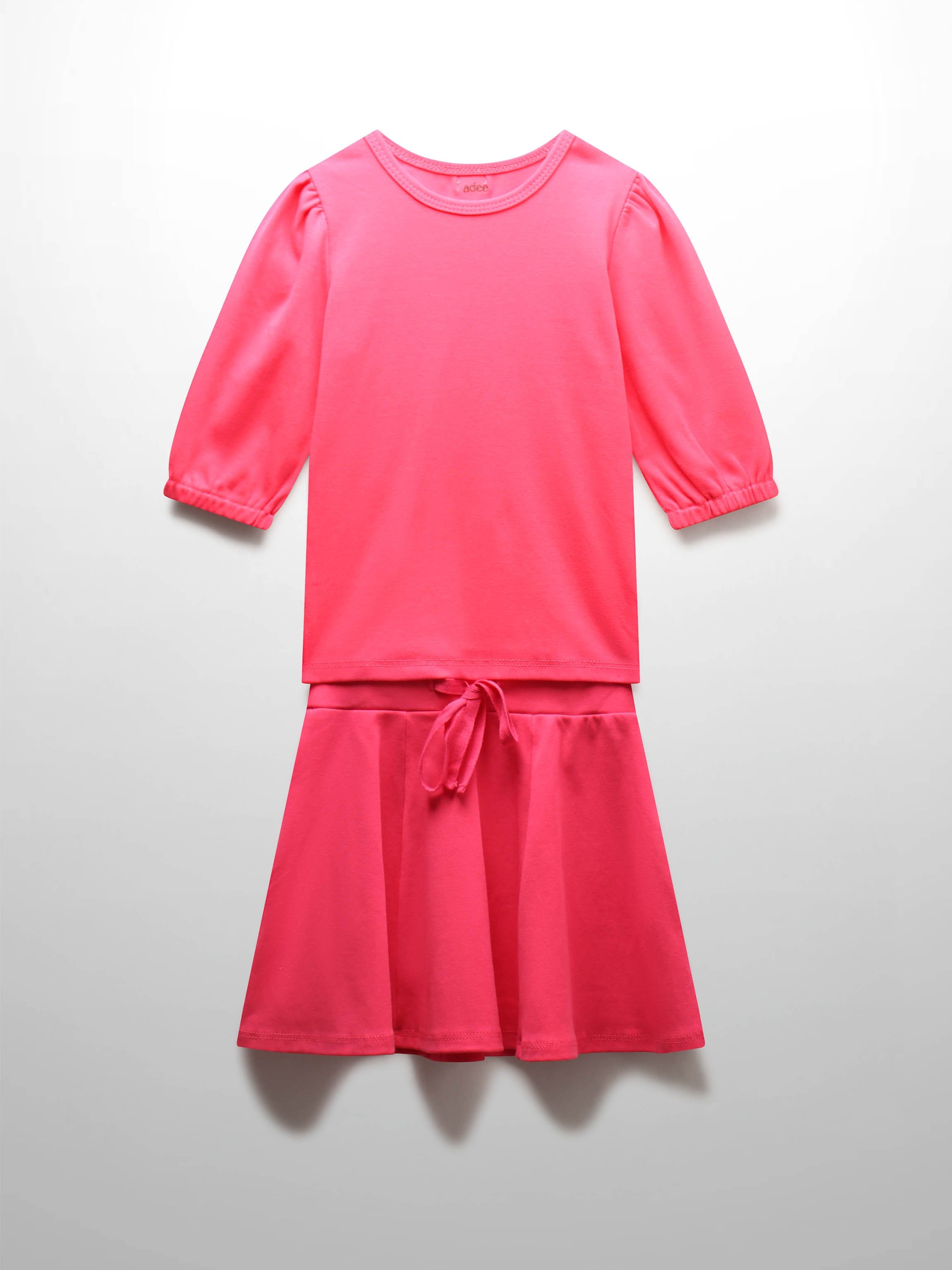 Pink Skirt with 3/4 Sleeve Bubble Shirt
