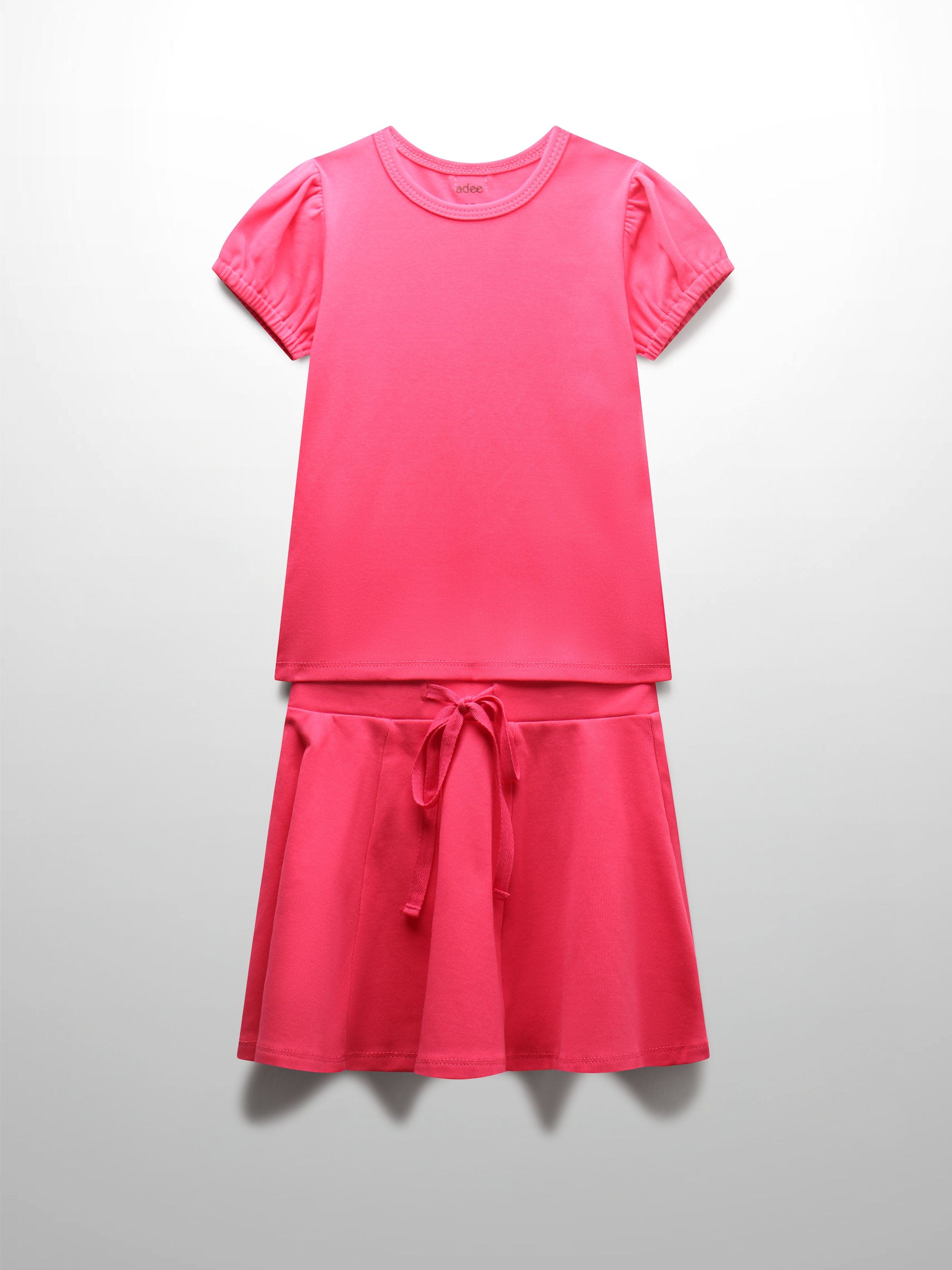 Pink Skirt with Short Sleeve Bubble Shirt