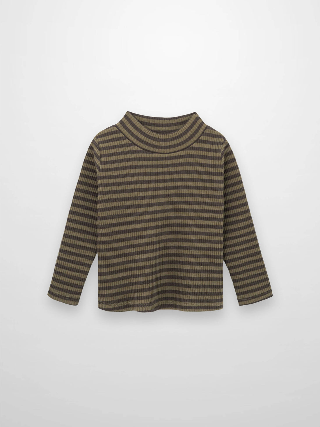 Striped Mock Neck T-Shirt - Green