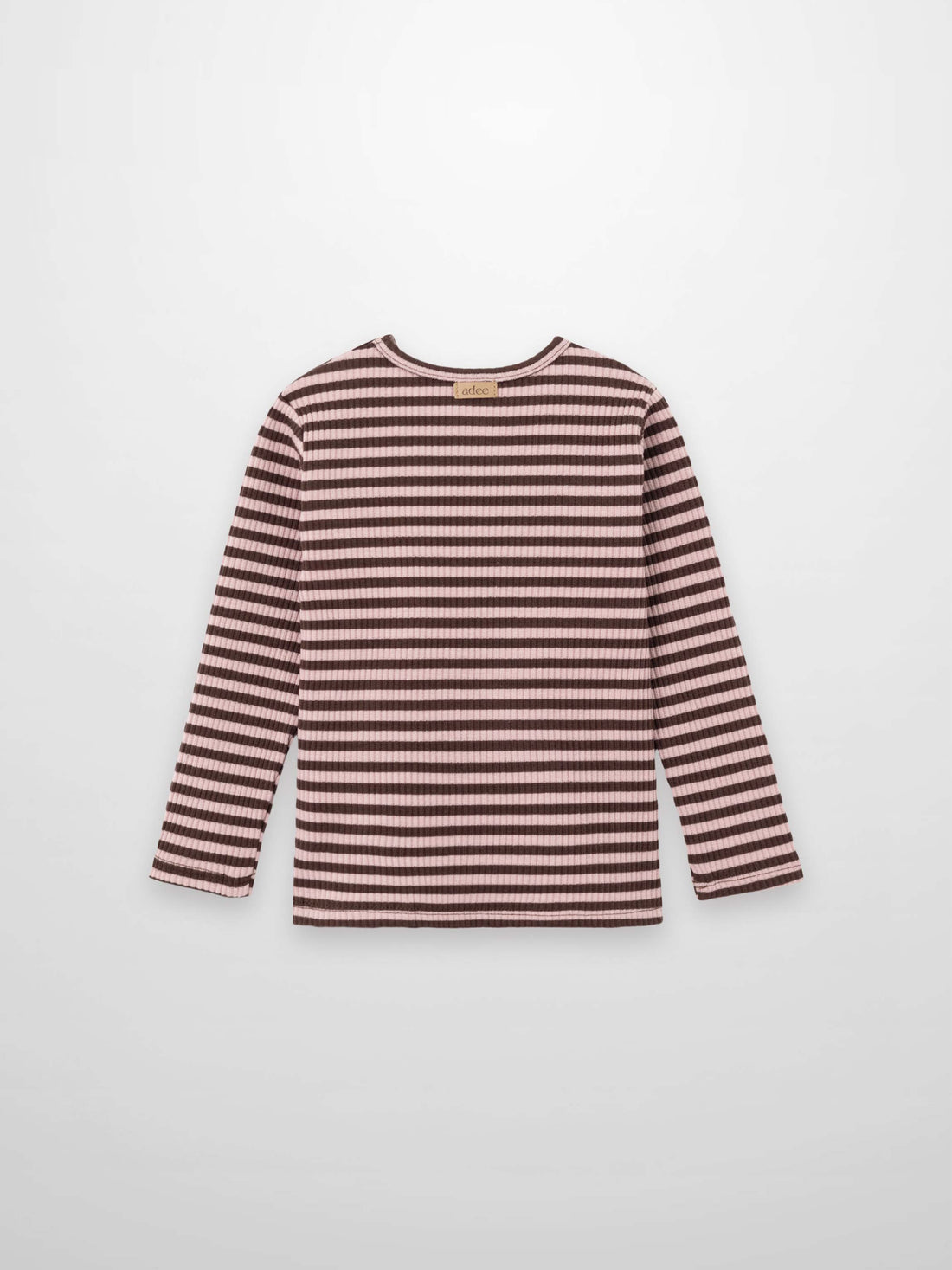 Striped Crew Neck T-Shirt - Brown & Pink