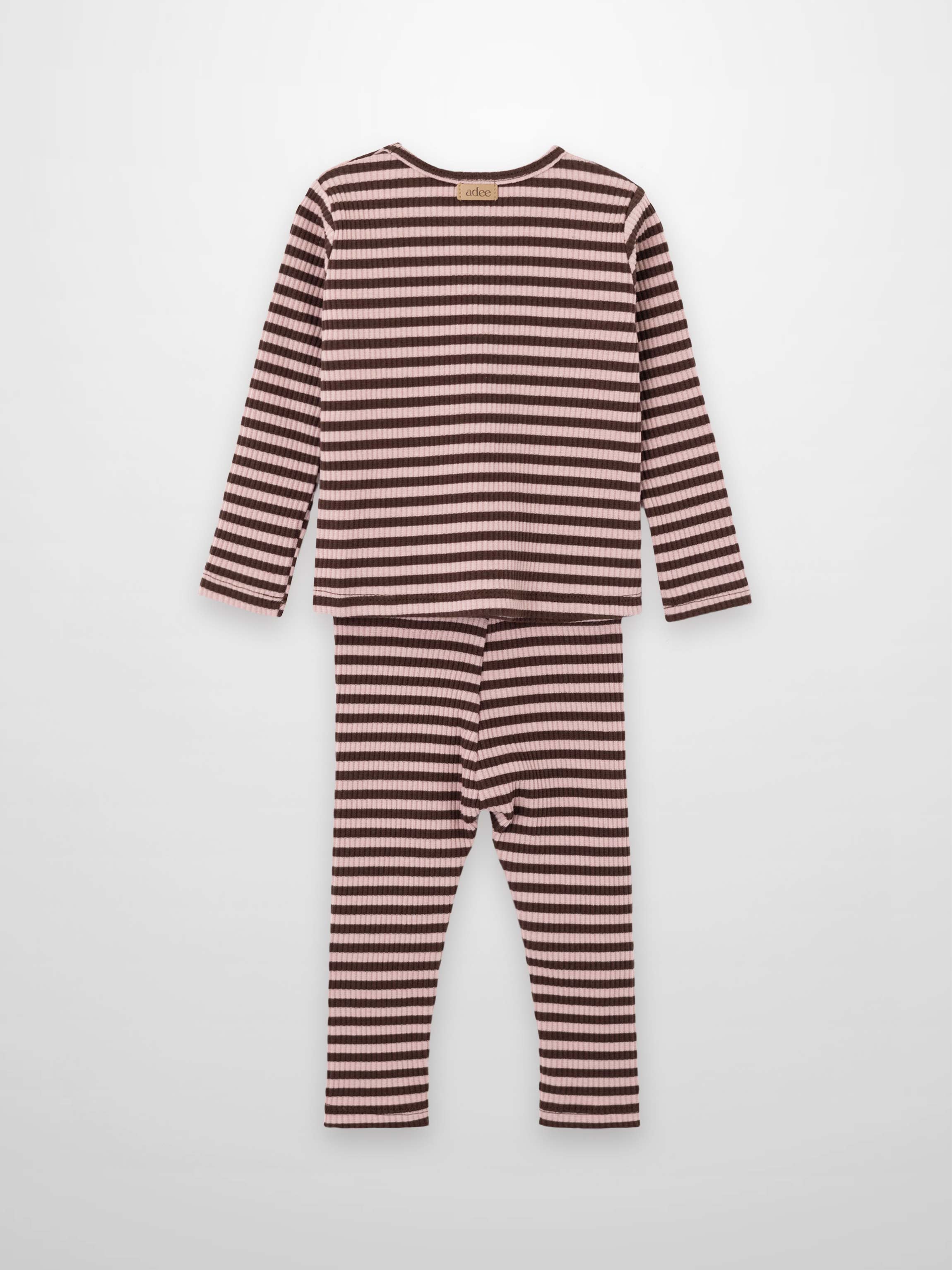 Striped Leggings Set - Brown & Pink