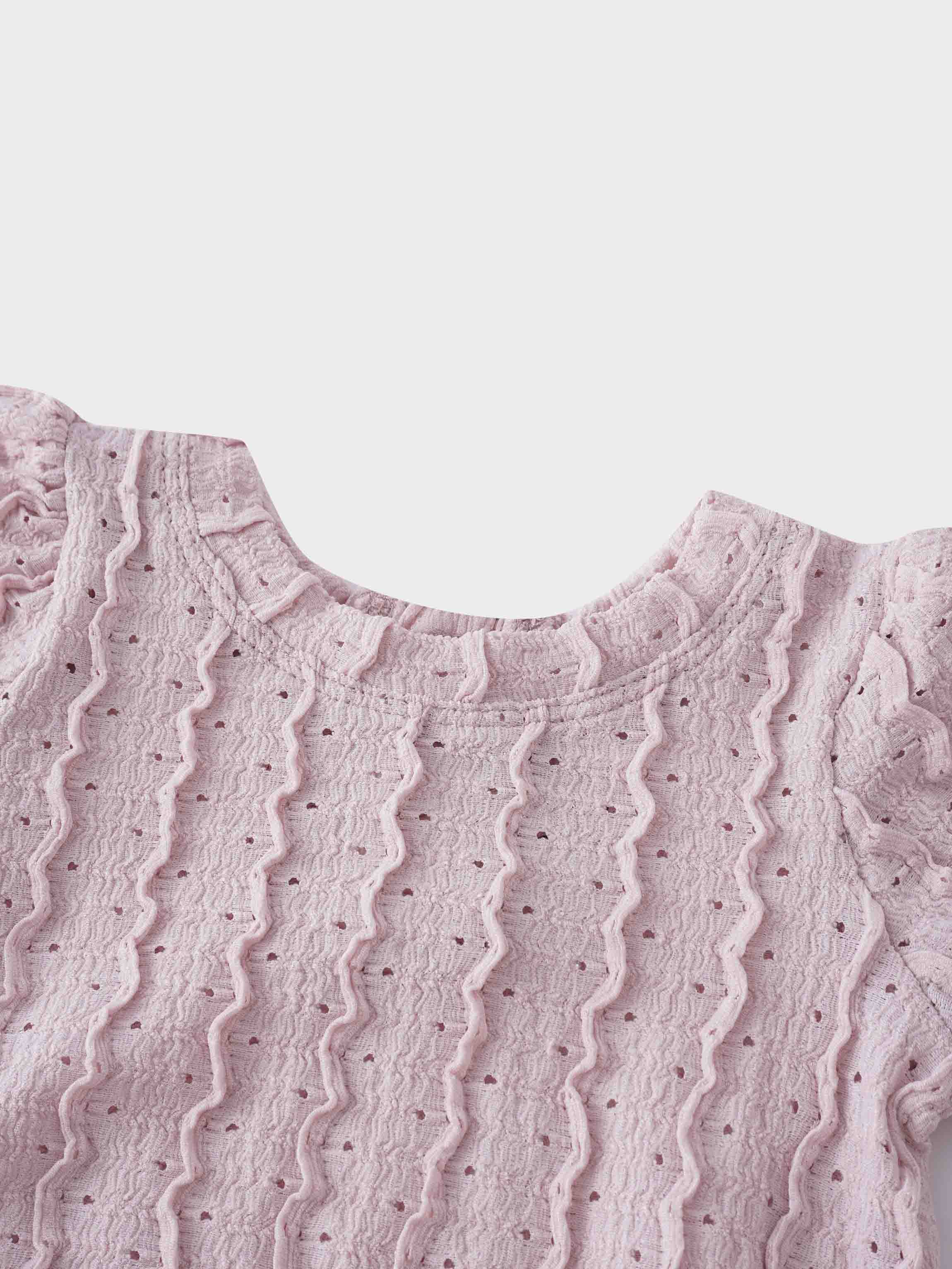 Ruffled Pointelle Romper- Light Pink