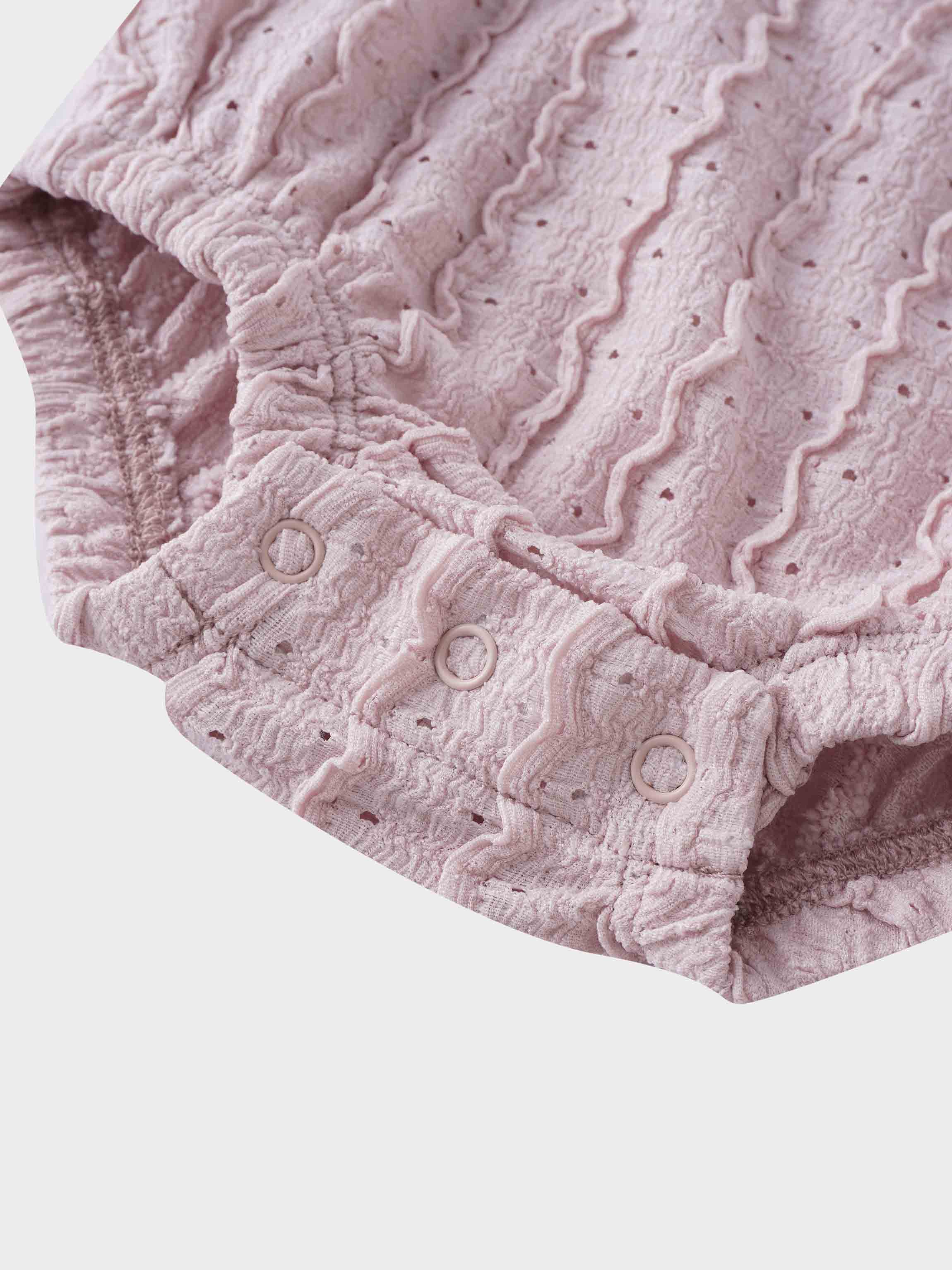 Ruffled Pointelle Romper- Light Pink