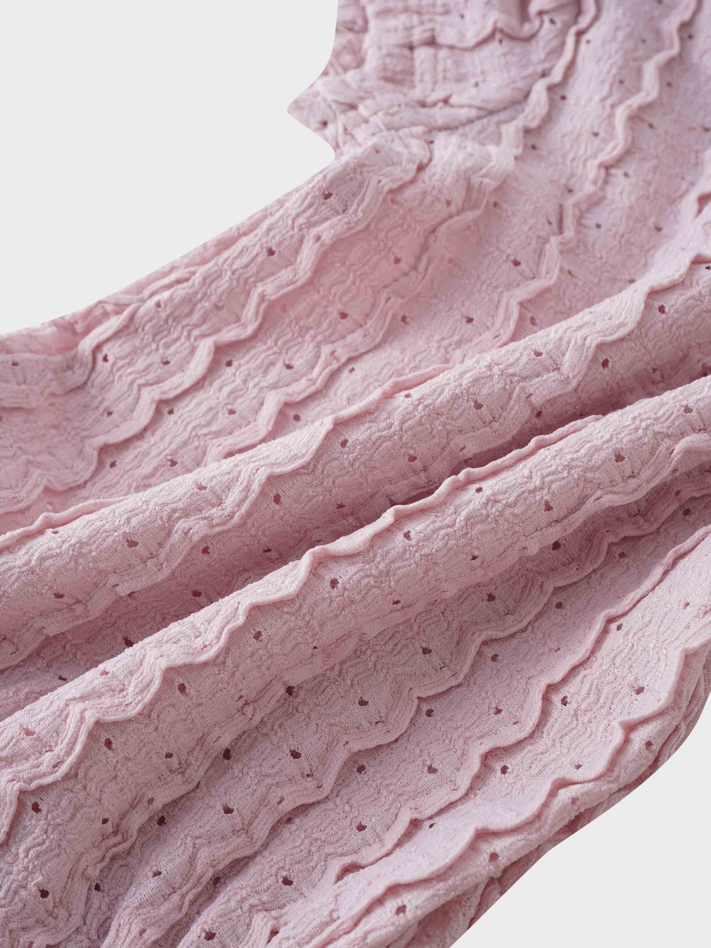 Ruffled Pointelle Romper- Light Pink