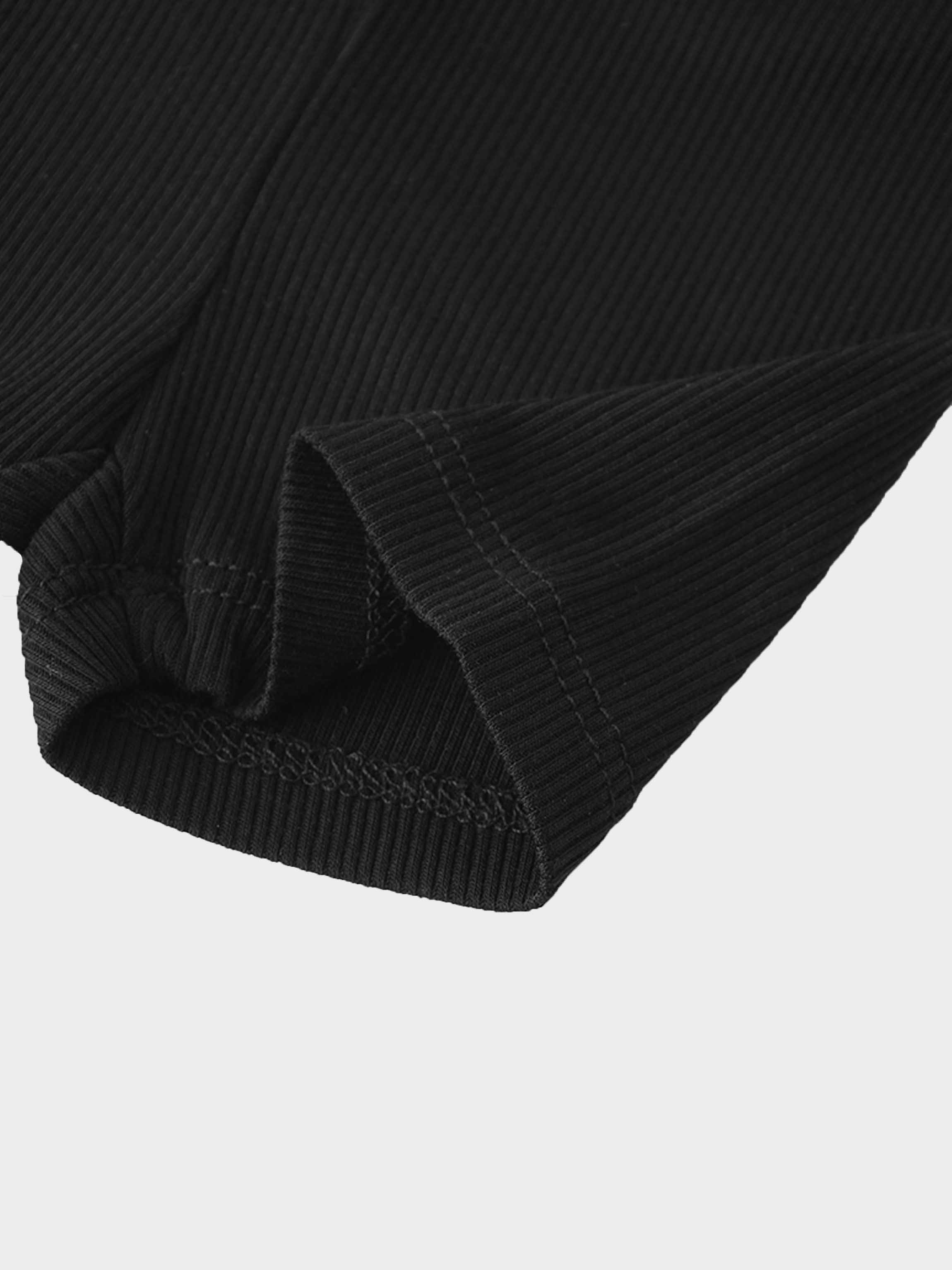 Biker Shorts Thin Ribbed-Black