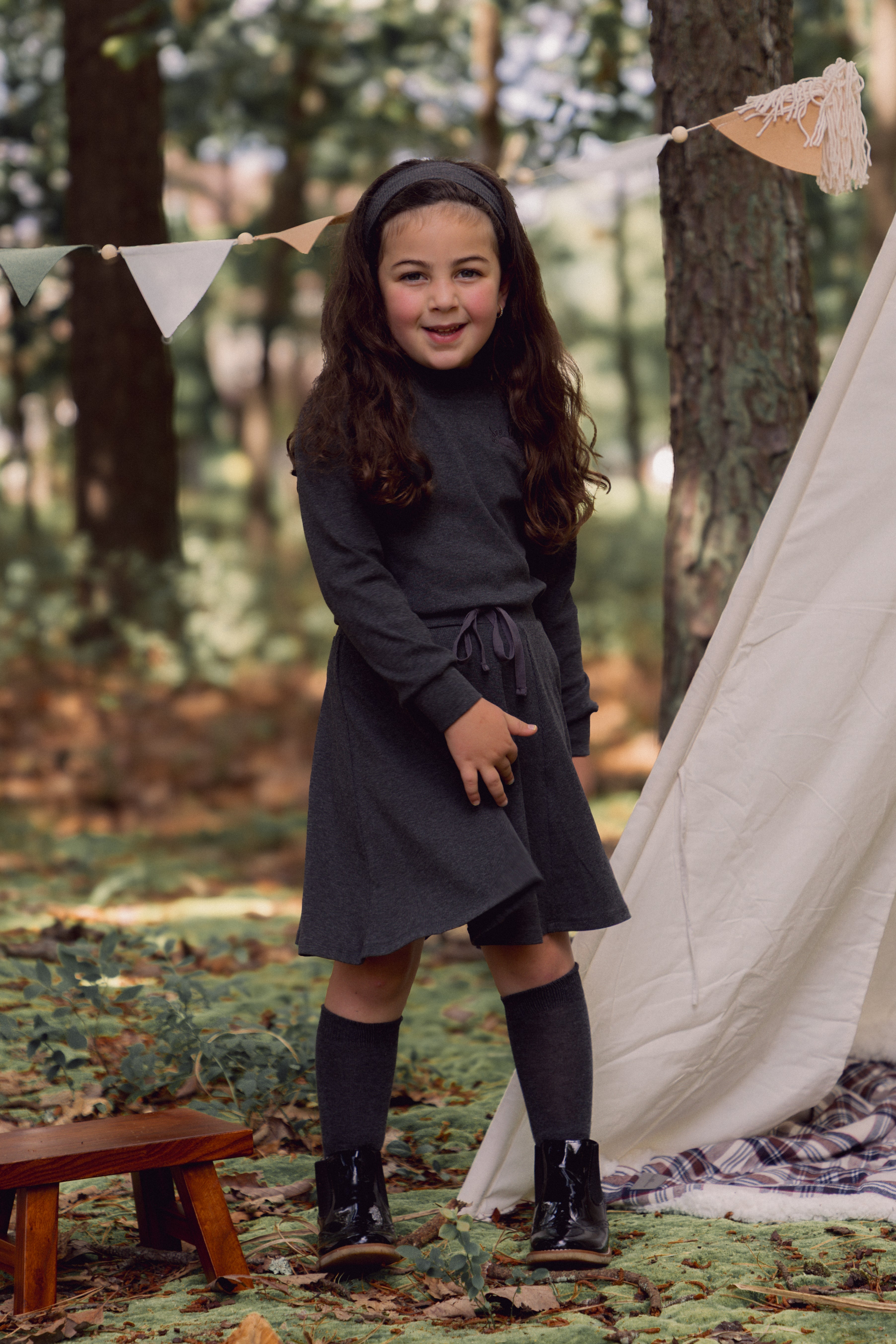 Ribbed Circle Skirt - Grey