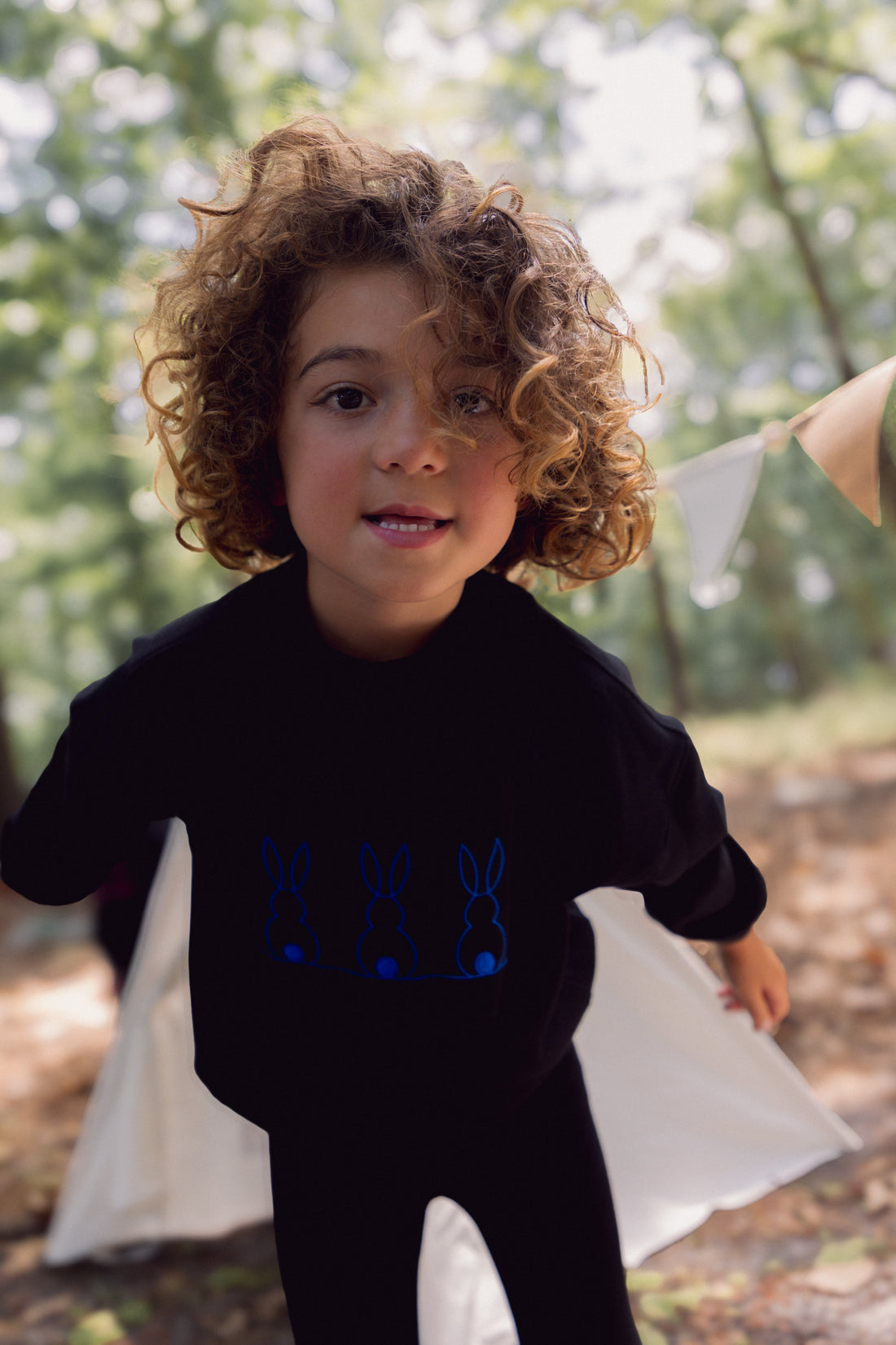 Embroidered Bunny Sweatshirt - Blue