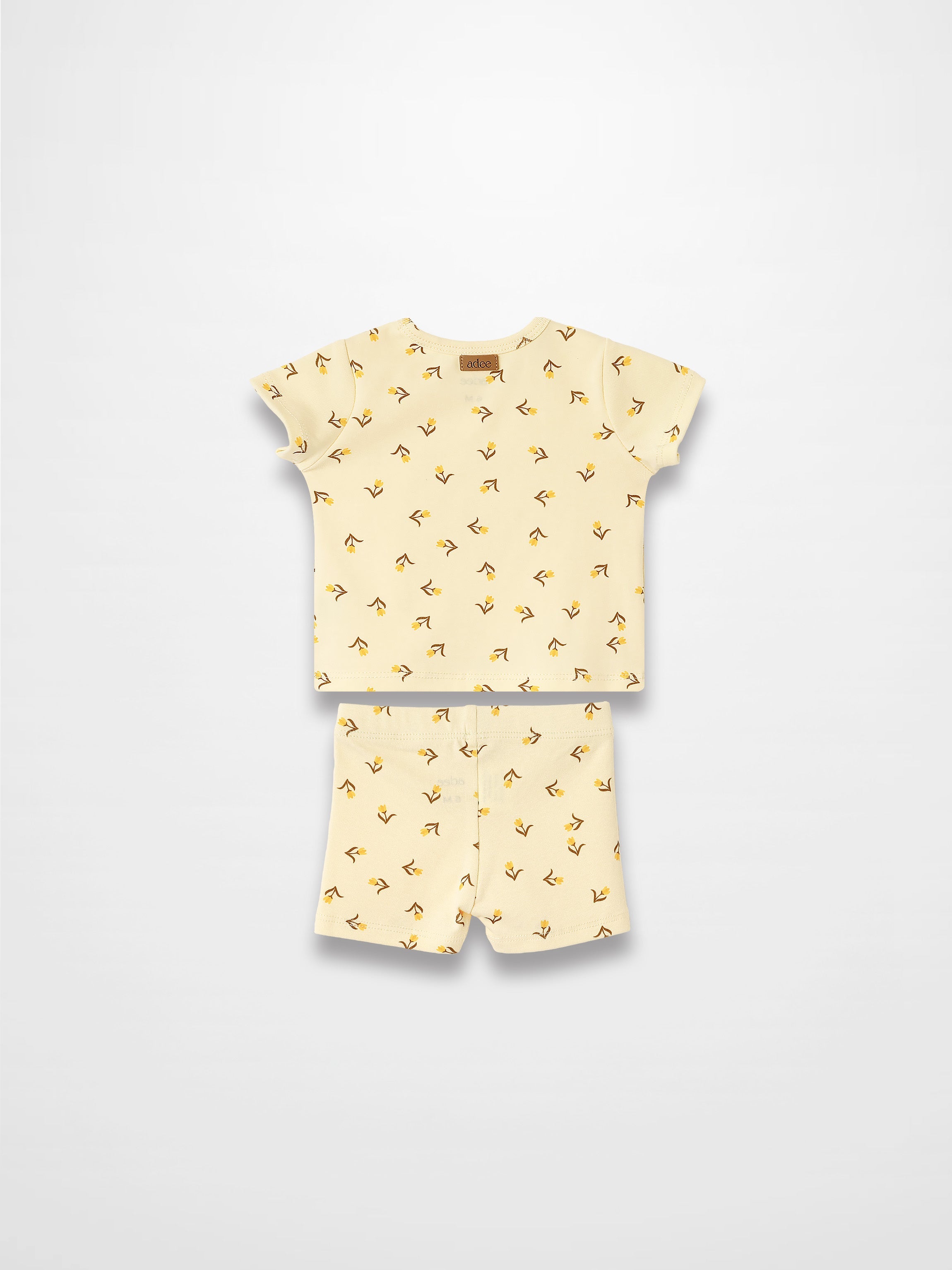 Butter Yellow Tulip Short Sleeve T-shirt & Shorts Set