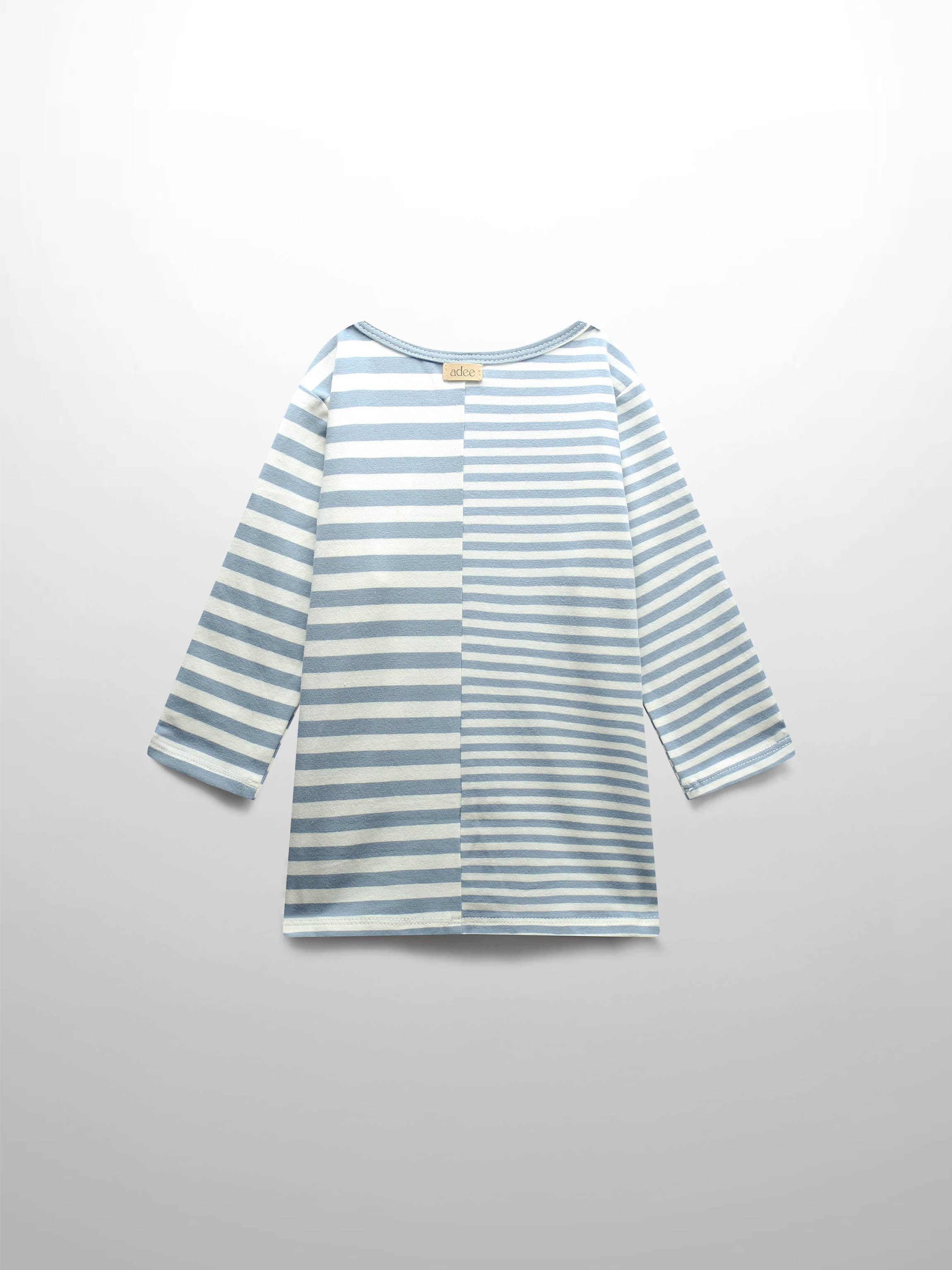 Striped Fitted T-shirt with 3/4 sleeves