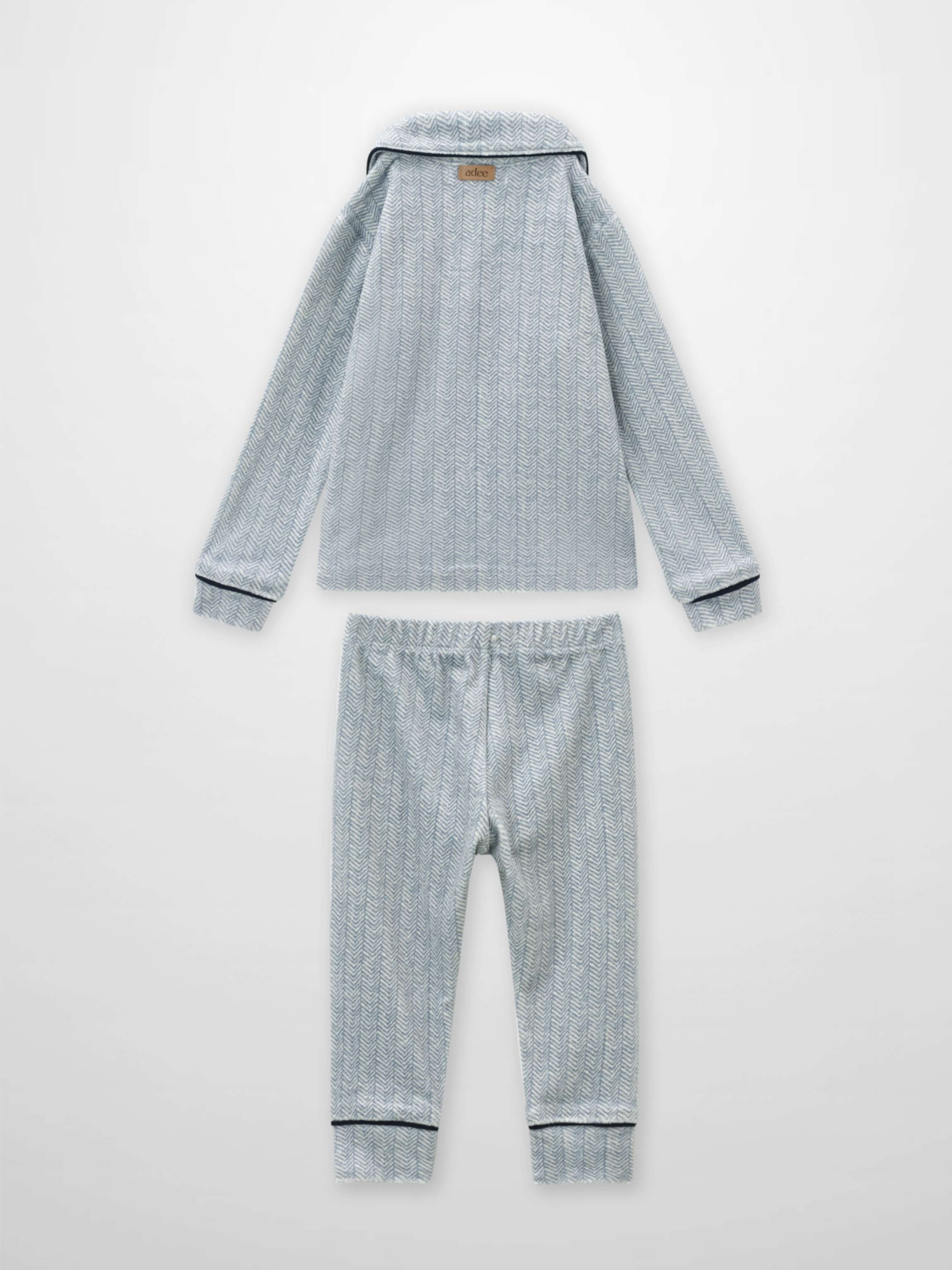 Herringbone Pajamas - Blue for boys by Adee; matching top and pants set.