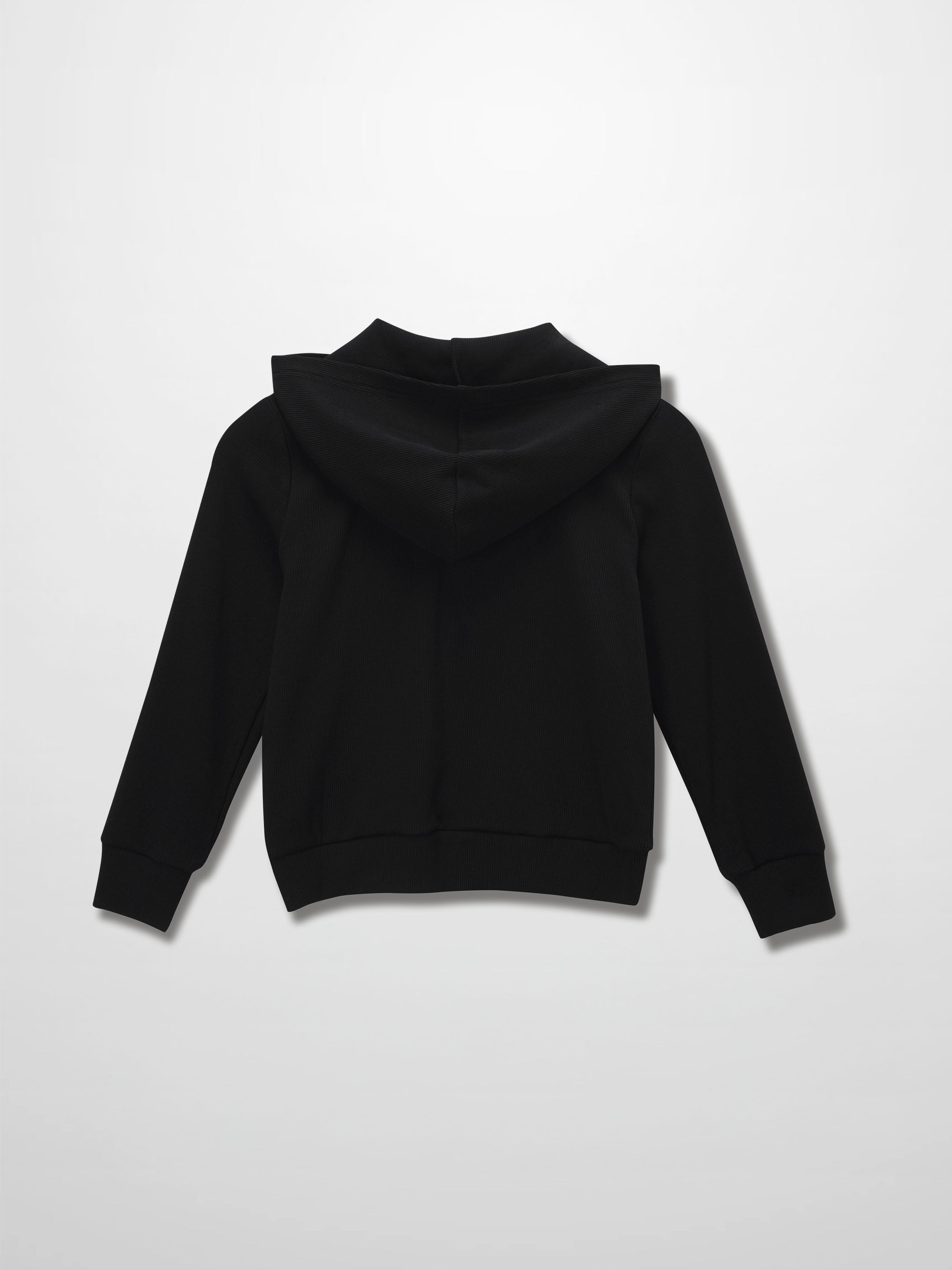 Thin - Ribbed Zip Sweatshirt - Black