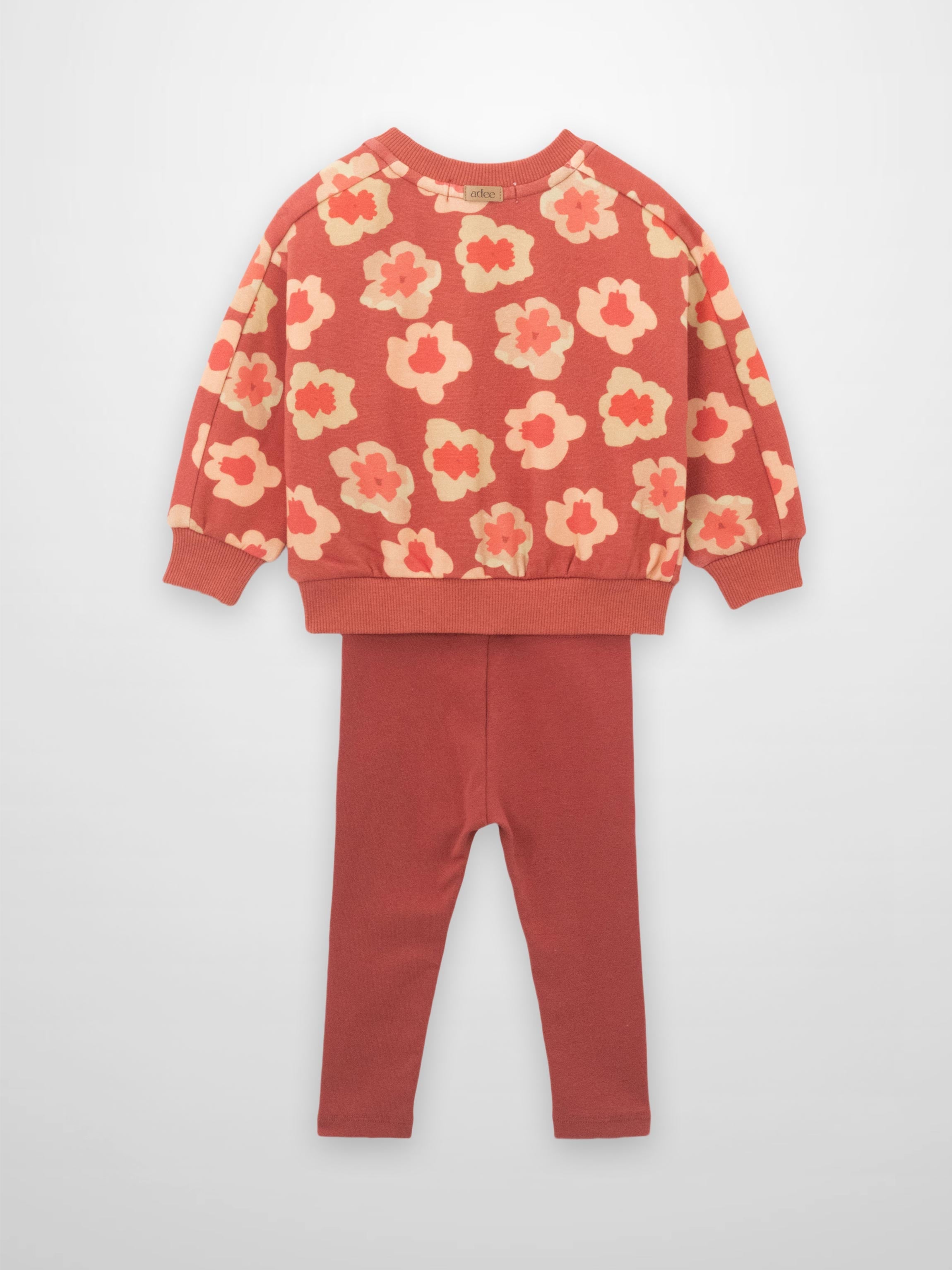 Red Flower Sweatshirt & Leggings Set