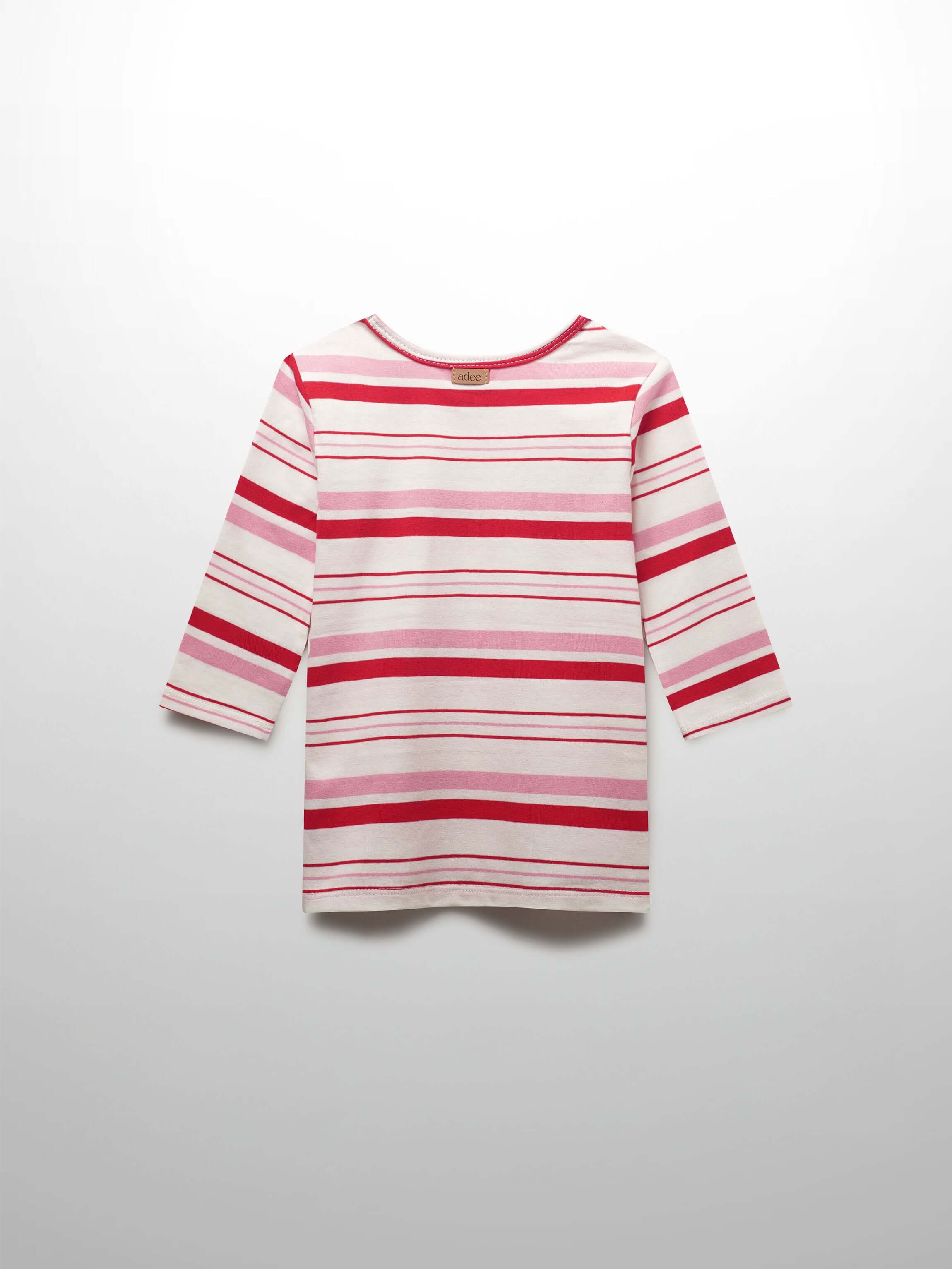 Girls shirts in pink and red stripes