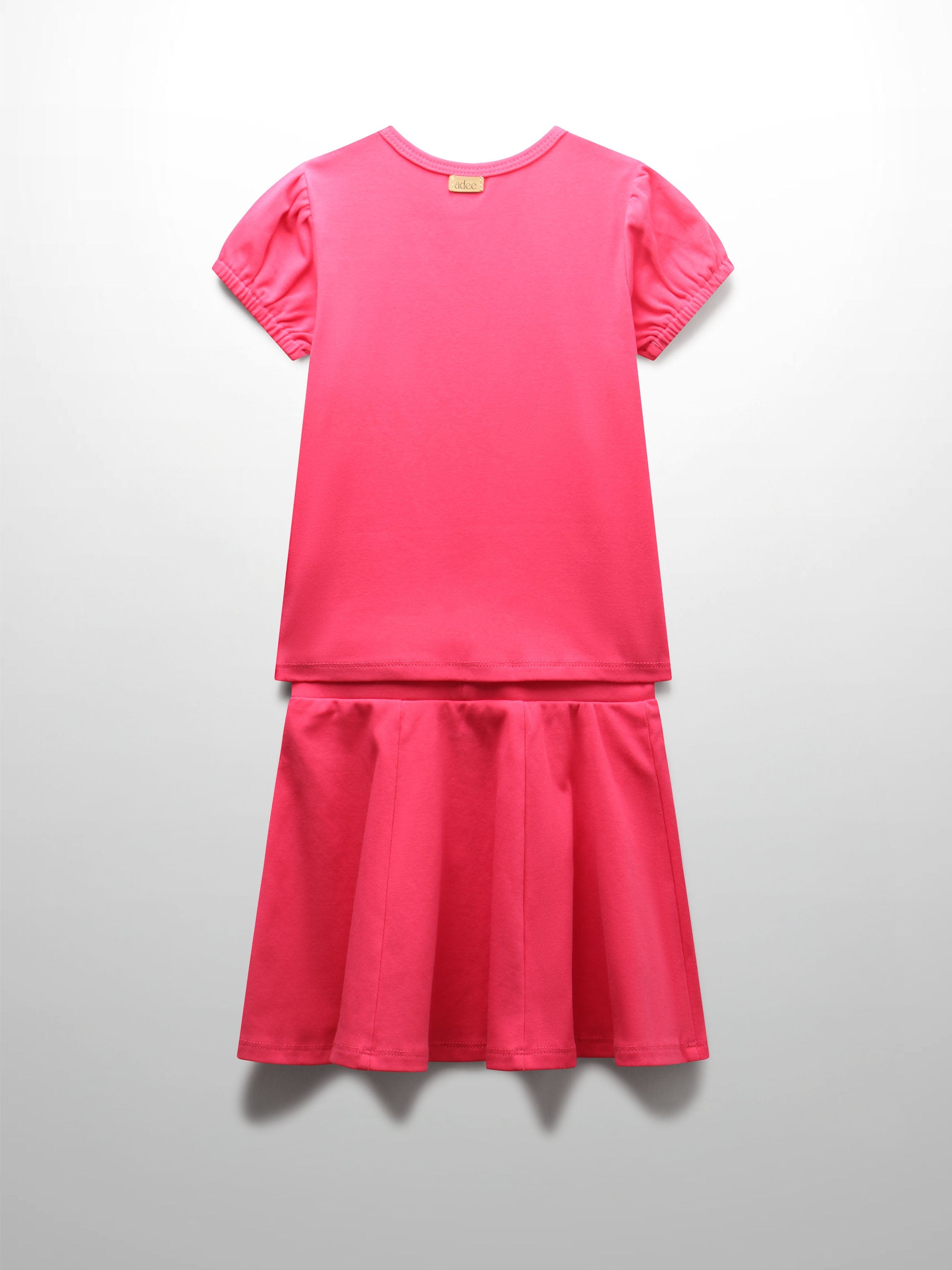 Pink Skirt with Short Sleeve Bubble Shirt