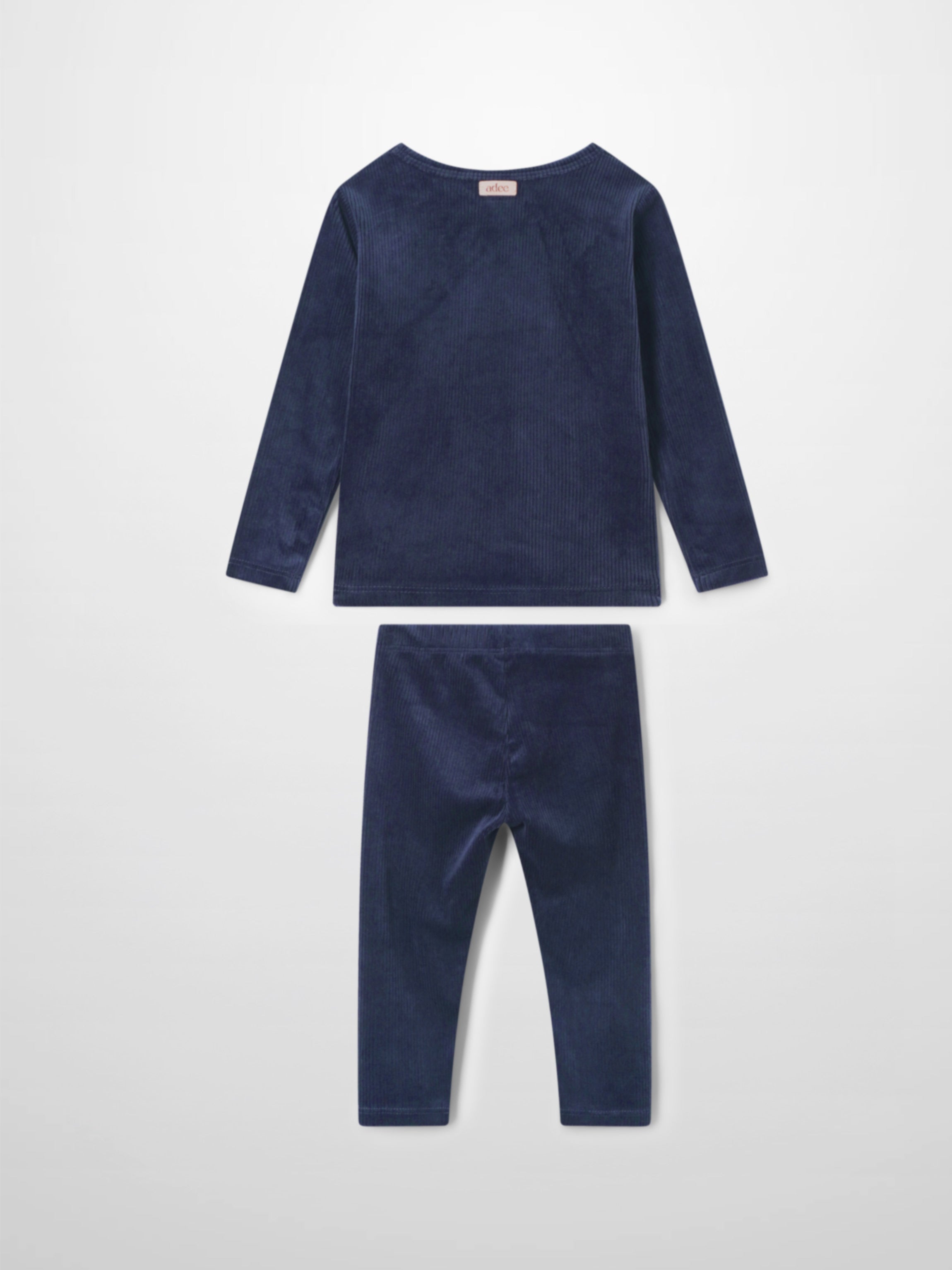 Ribbed Velour Pajama - Navy