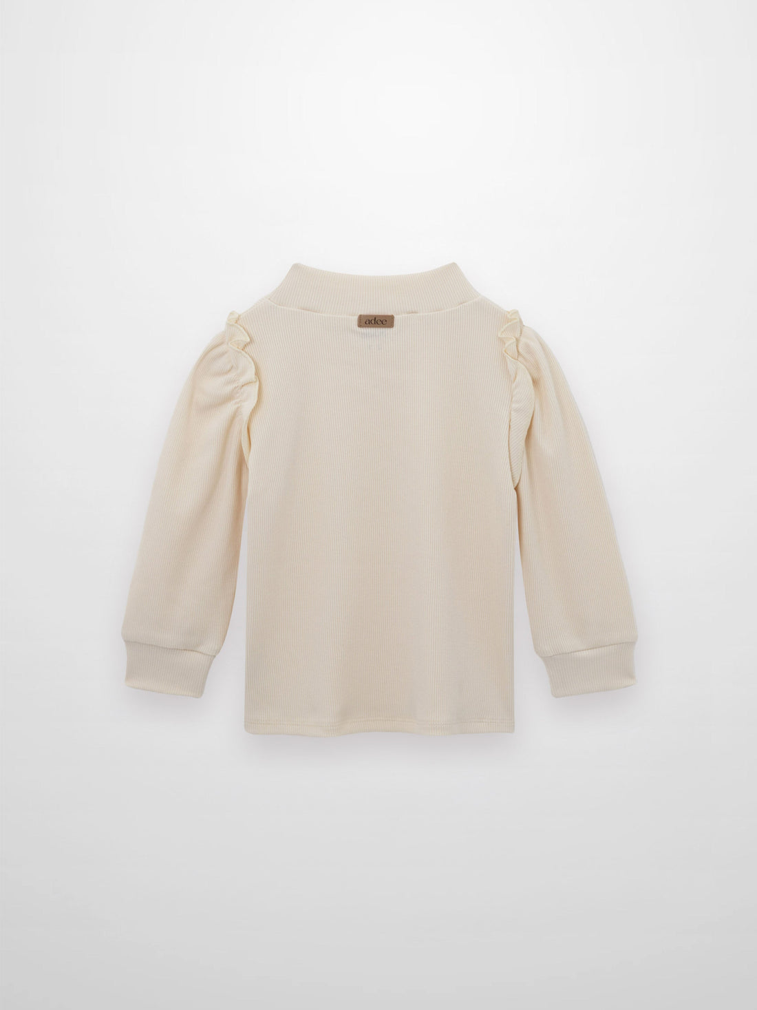 Ruffle Puff Sleeve Mock Neck Shirt - Ivory