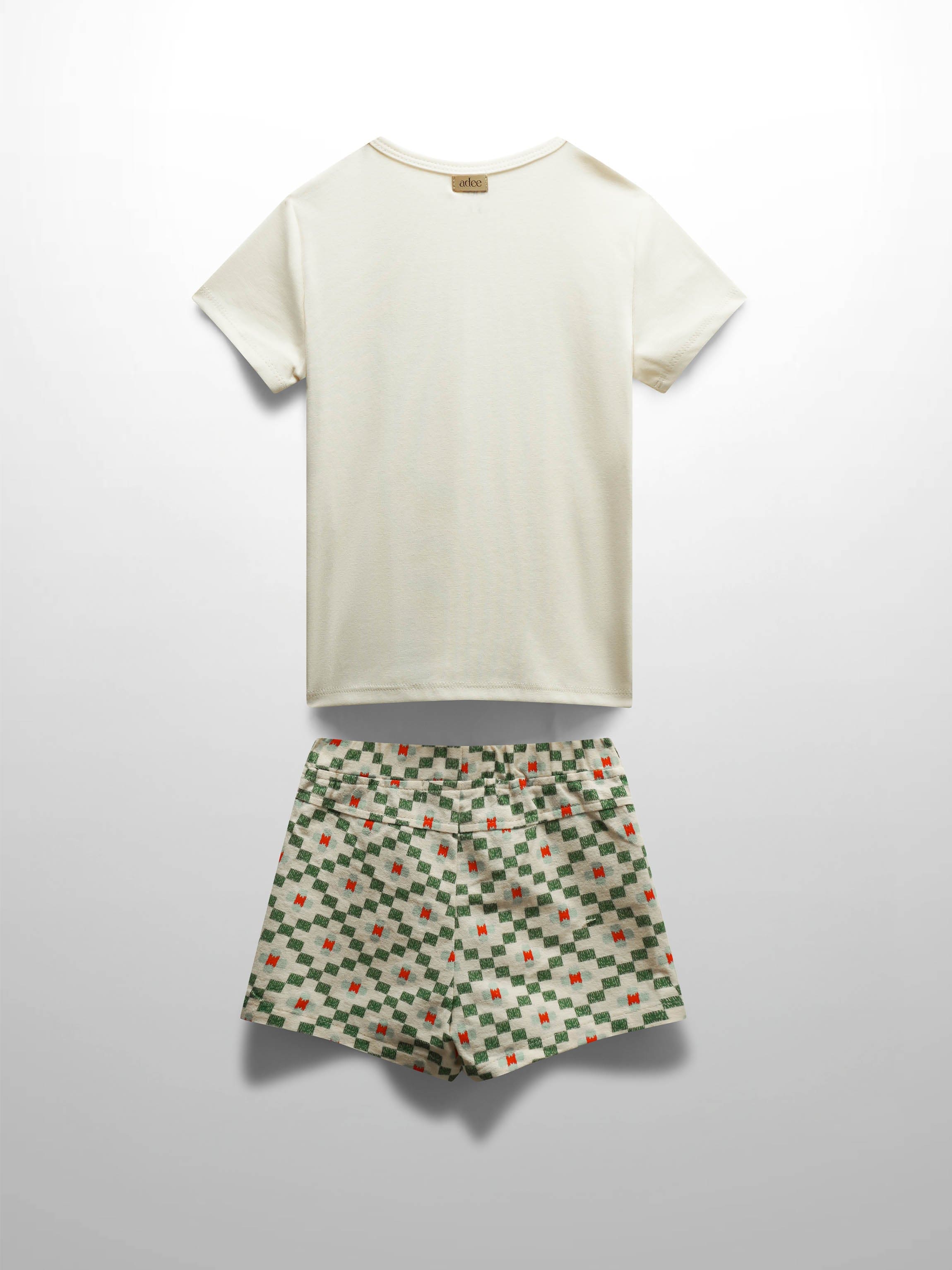 Green Diamond Shorts with Shirt
