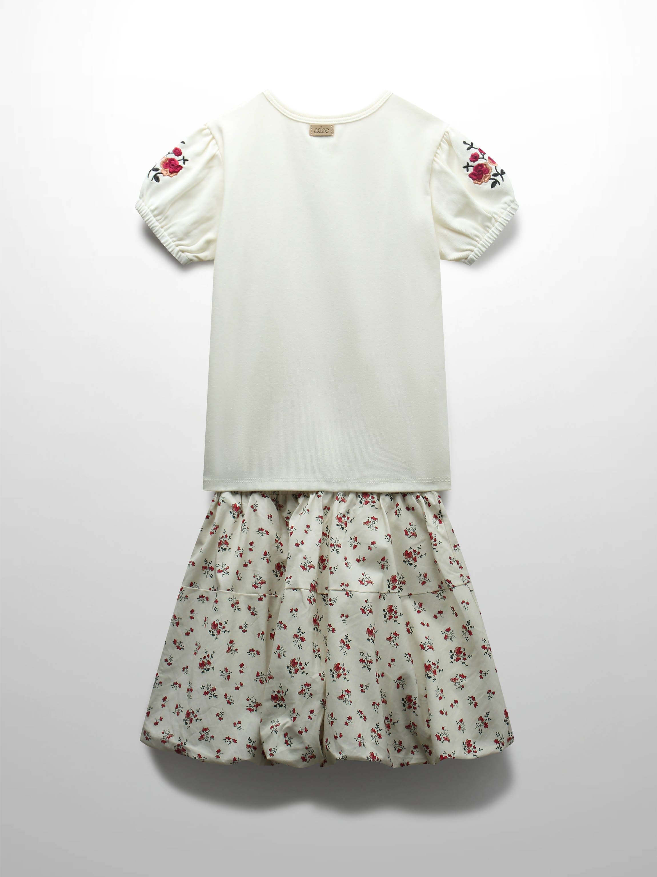 Floral Bubble Skirt with Short Sleeve T-shirt