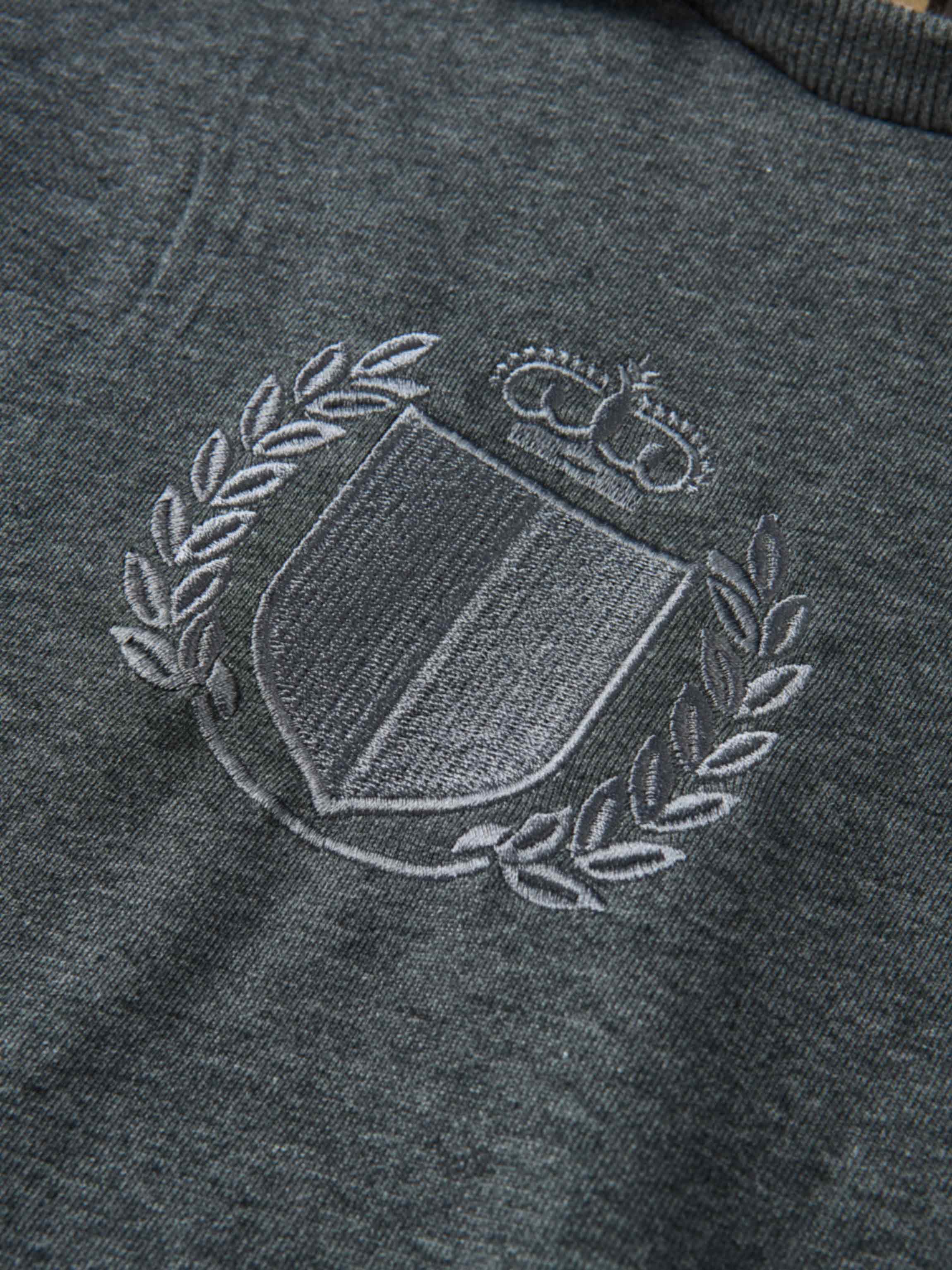 Windsor Dress, denim blue girls dress with white embroidered crest by Adee