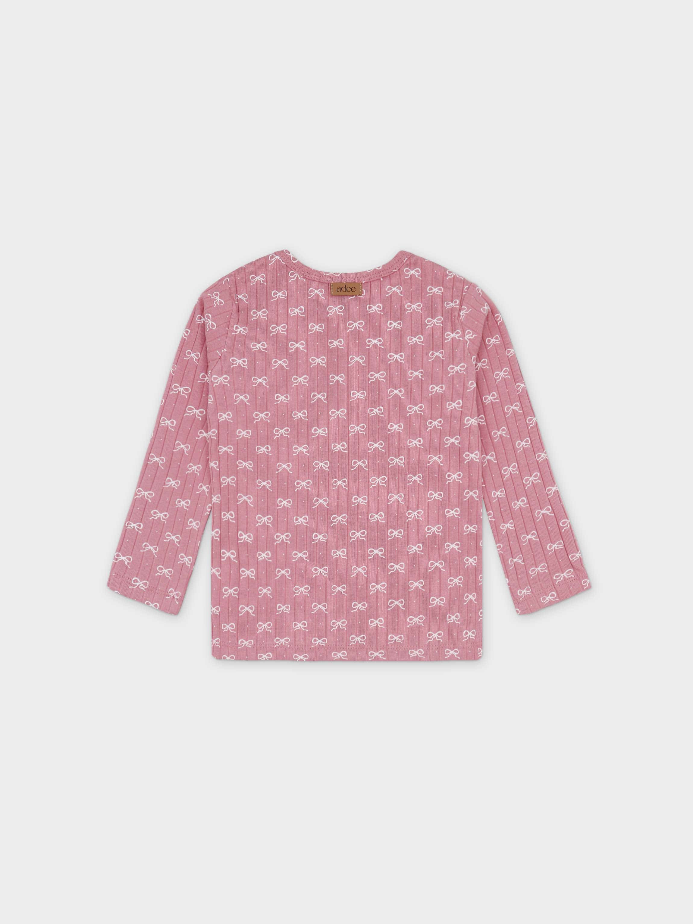 Bow print girls pajamas top