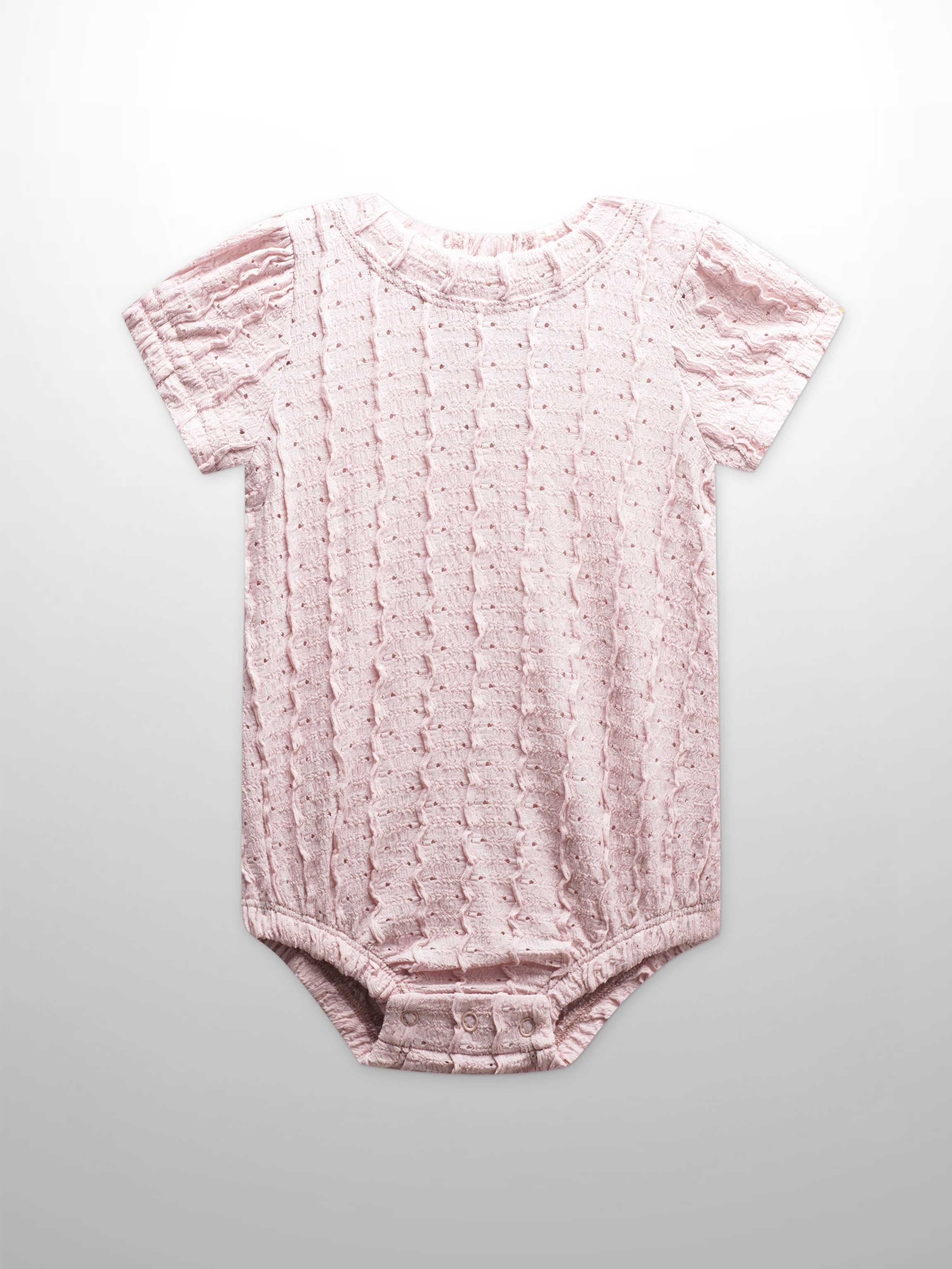 Ruffled Pointelle Romper- Light Pink