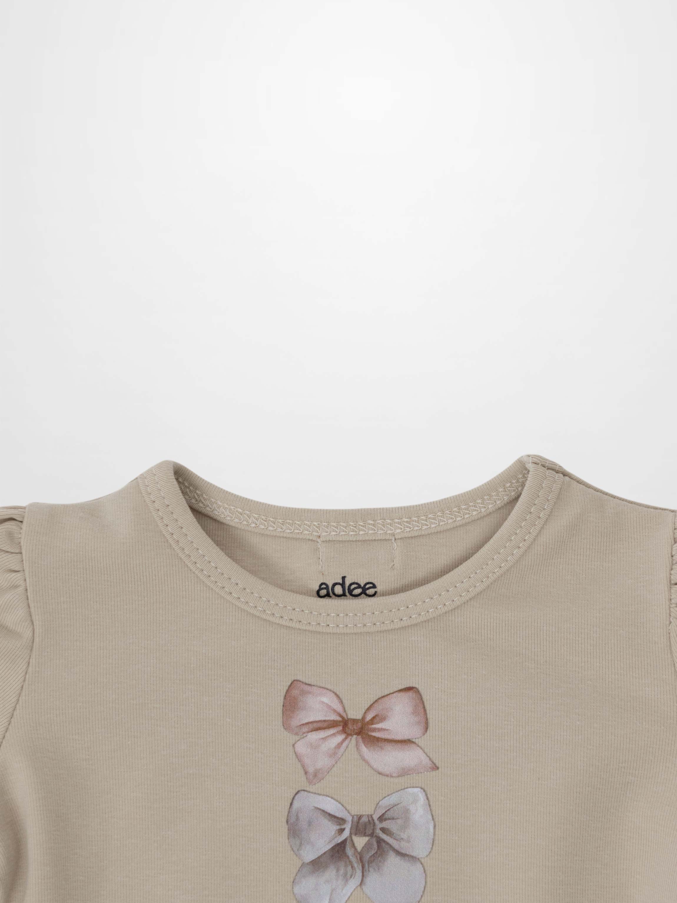 Ribbed Bow Shirt - Taupe