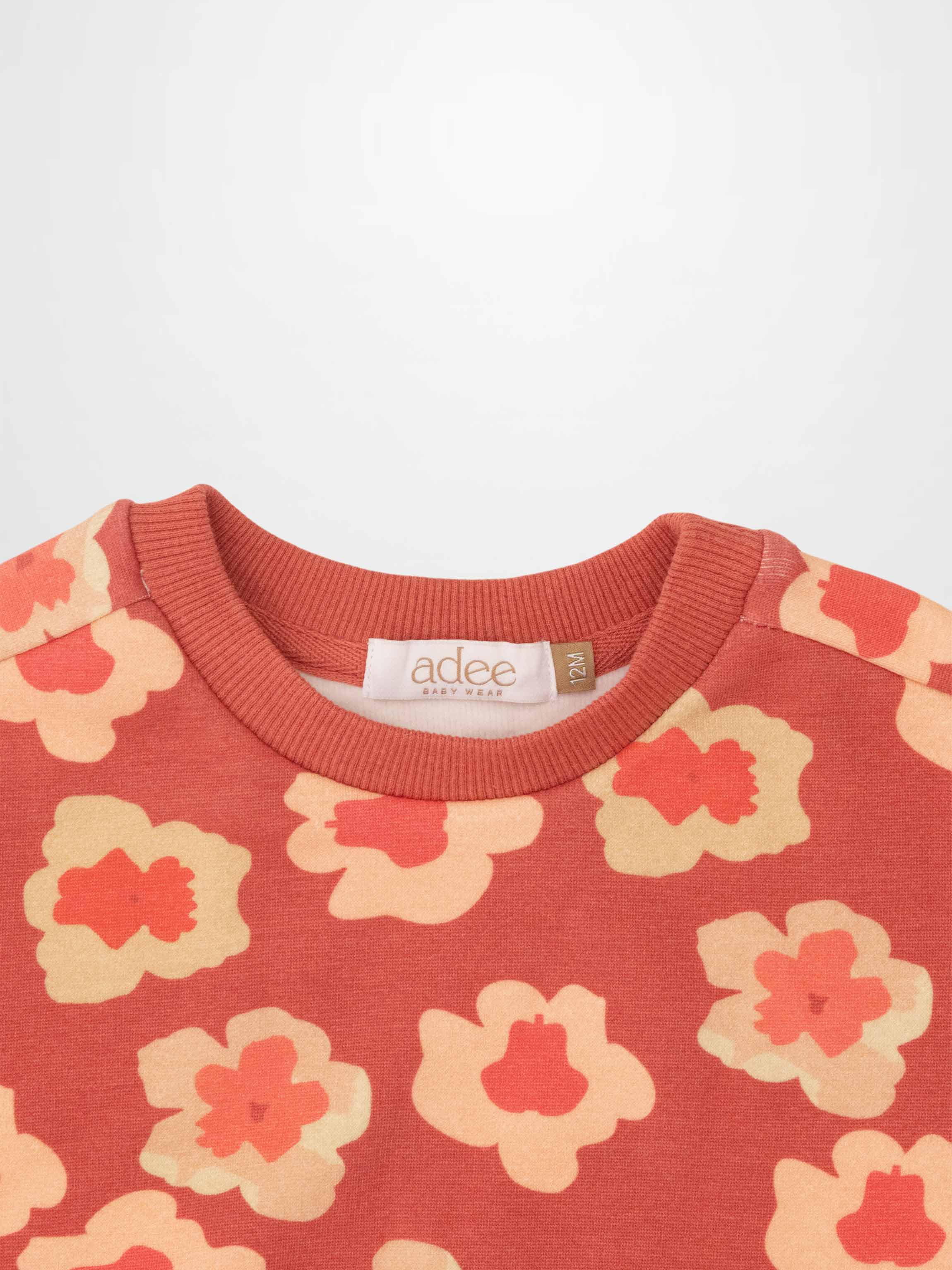 Red Flower Sweatshirt & Leggings Set