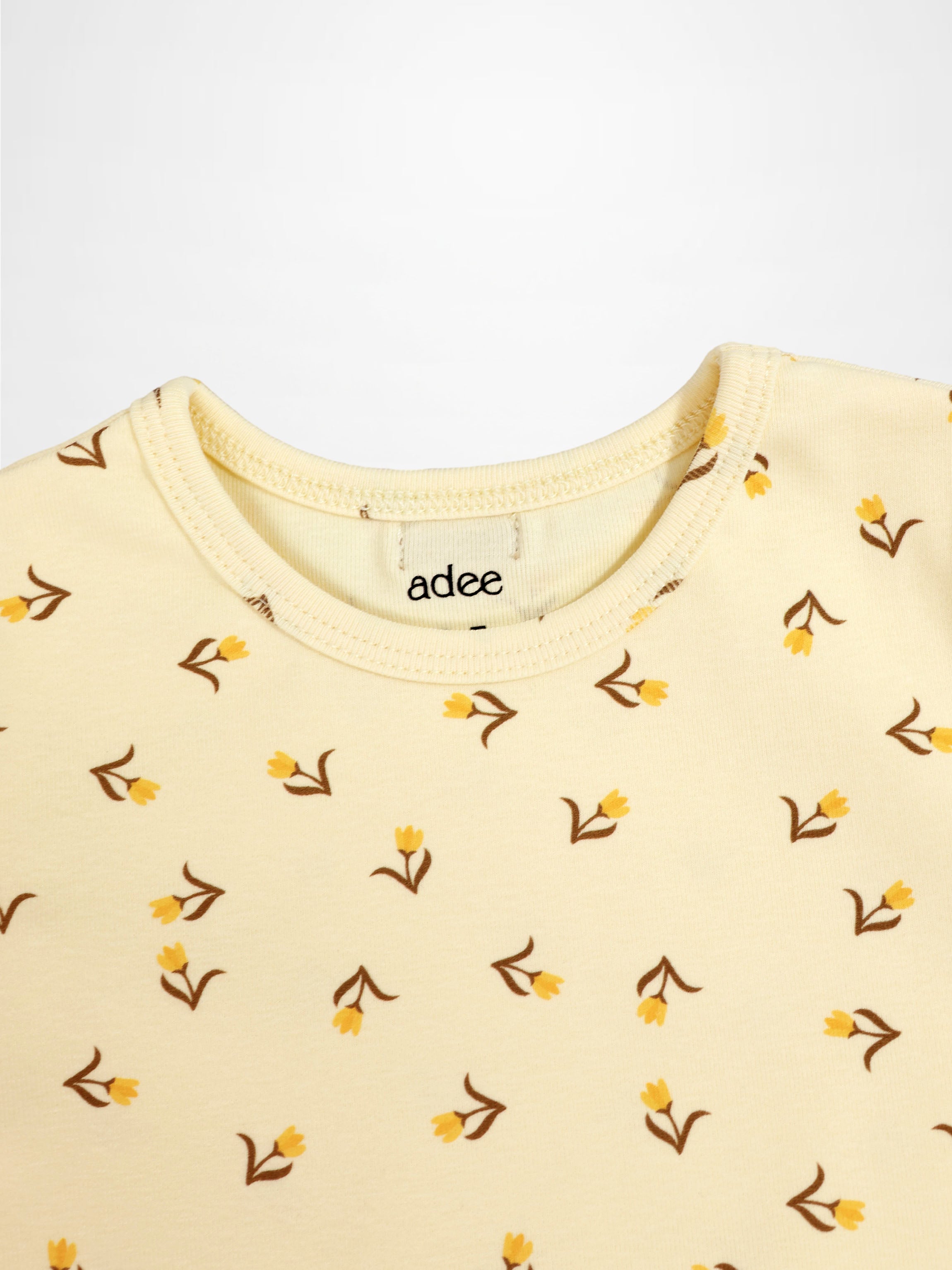 Butter Yellow Tulip Short Sleeve T-shirt & Shorts Set