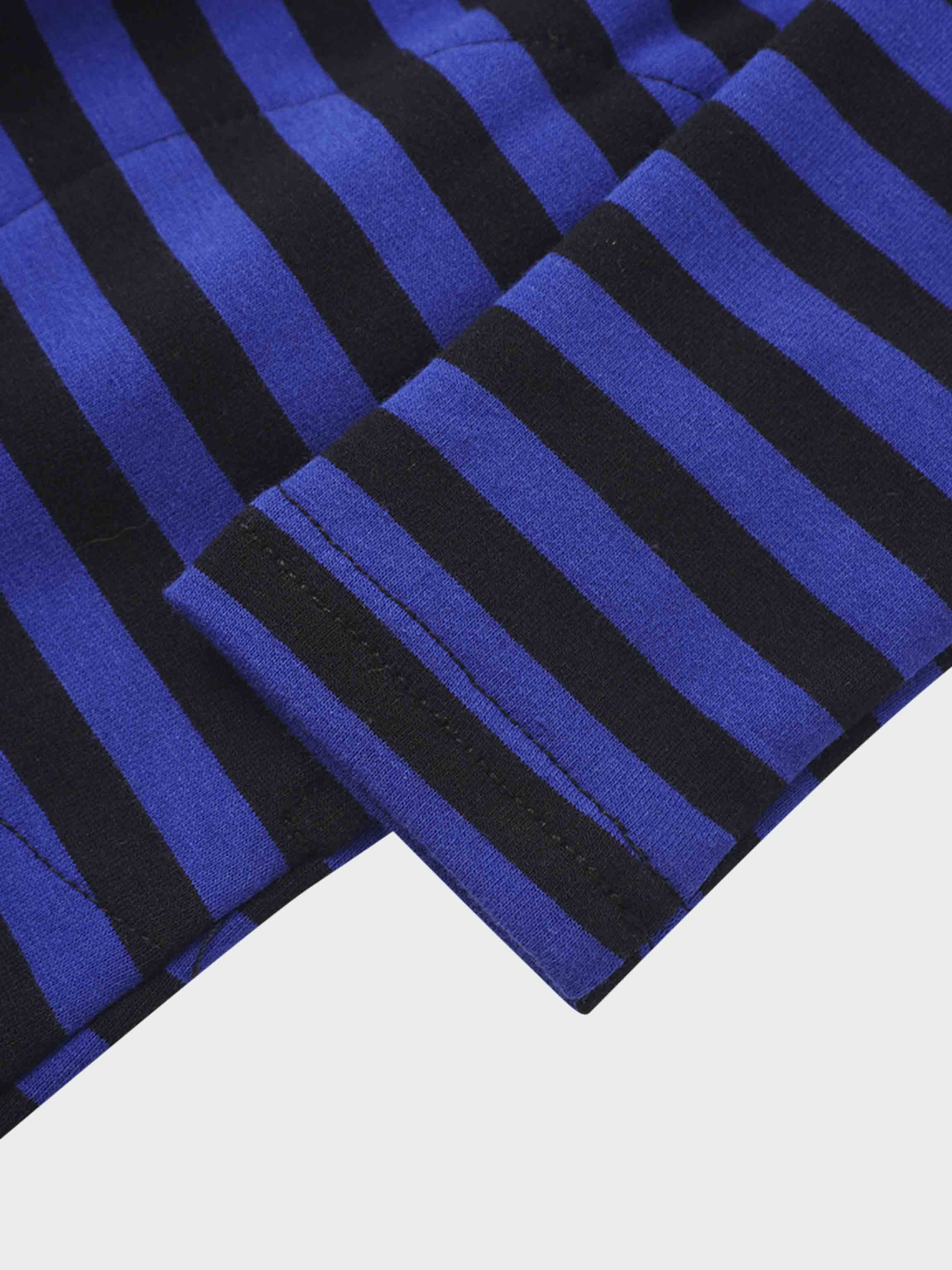 Striped Drawstring Dress - Blue & Black