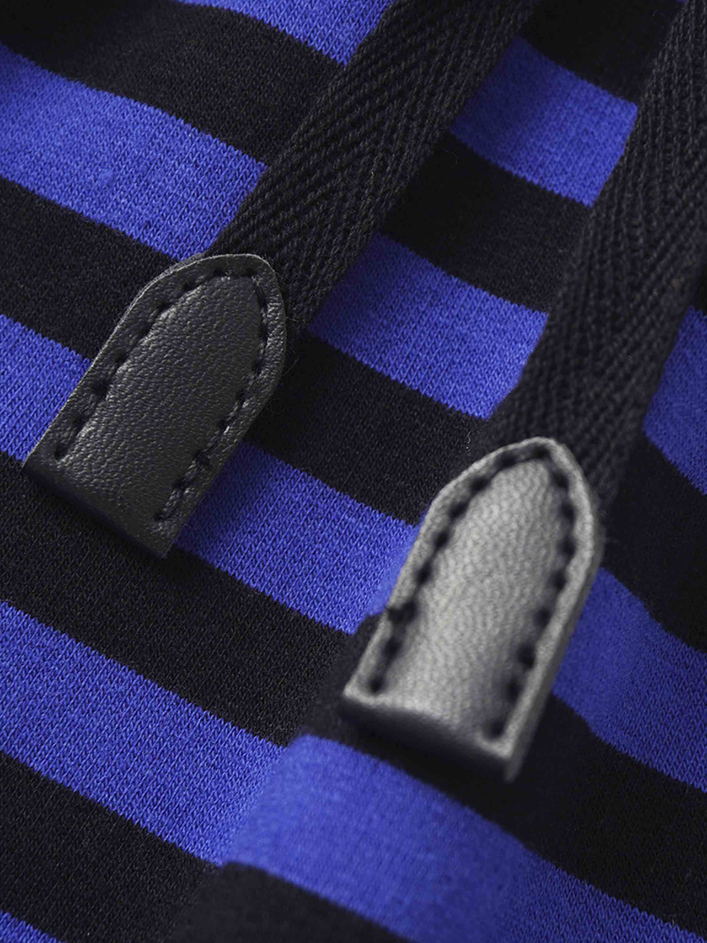 Striped Drawstring Dress - Blue & Black