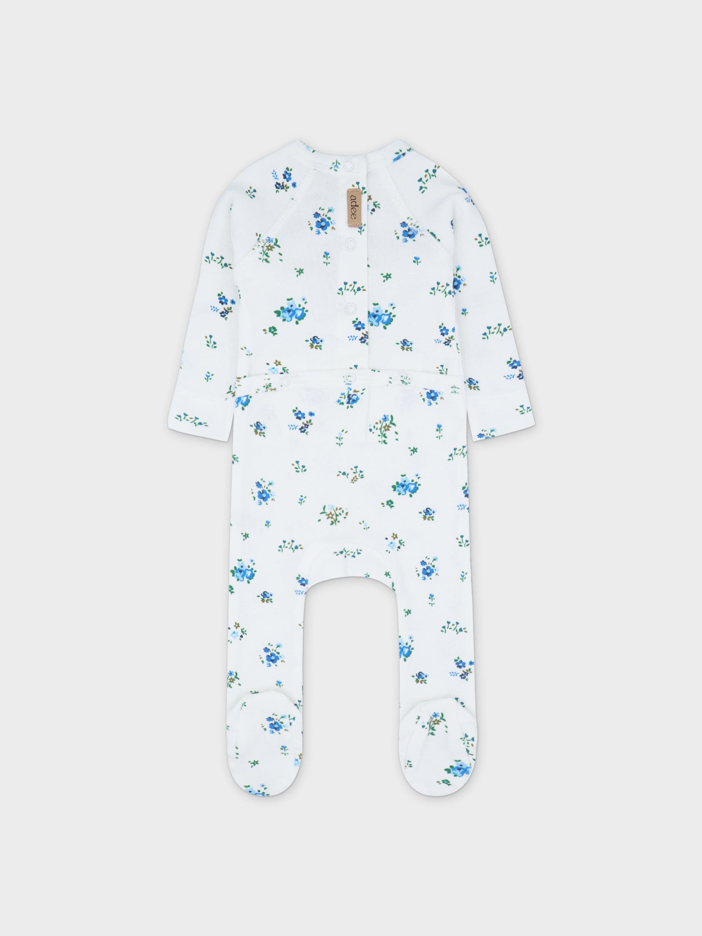 Freesia Flower Stretchy, Bonnet & Bib-Blue