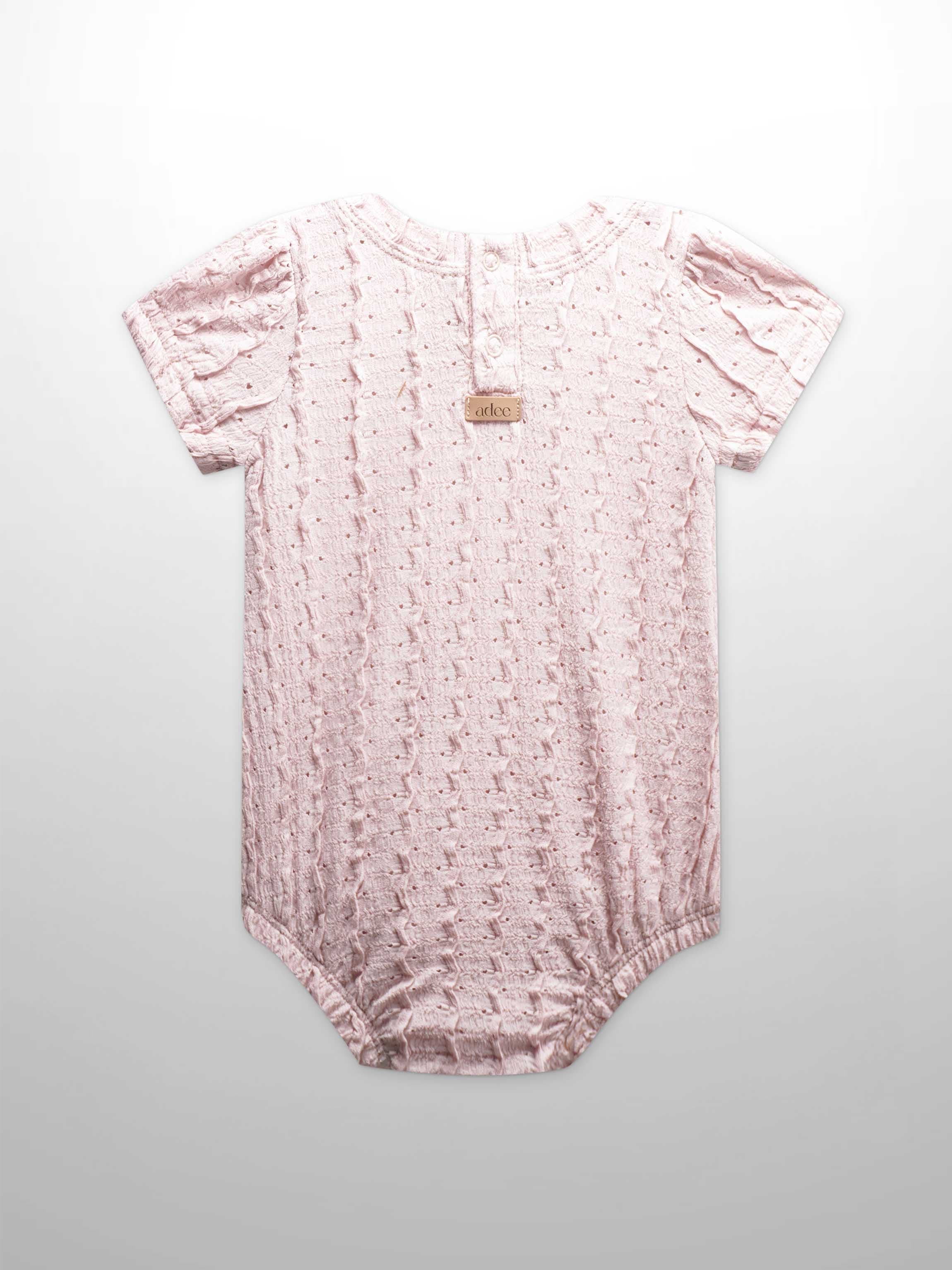 Ruffled Pointelle Romper- Light Pink