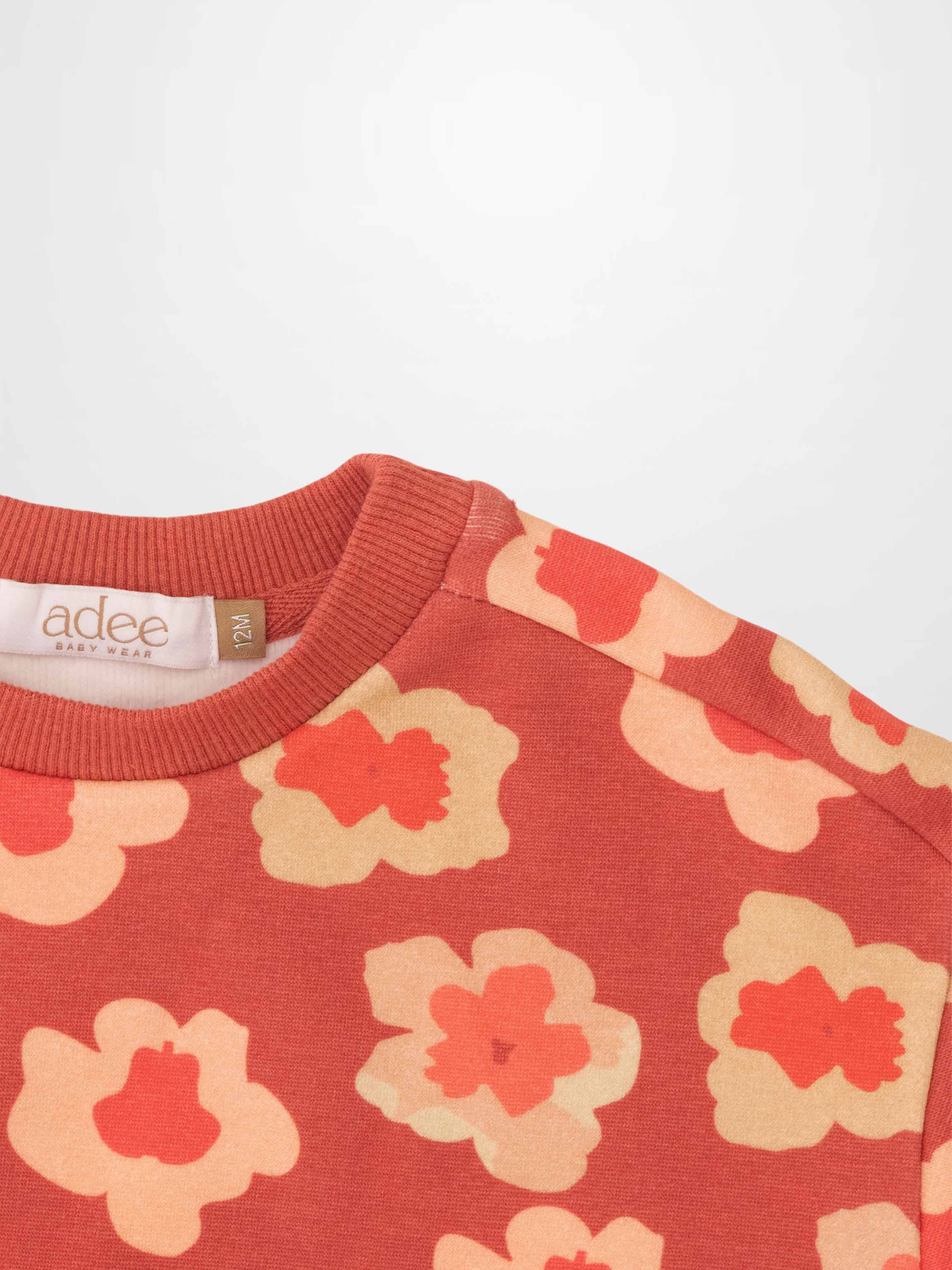 Red Flower Sweatshirt & Leggings Set