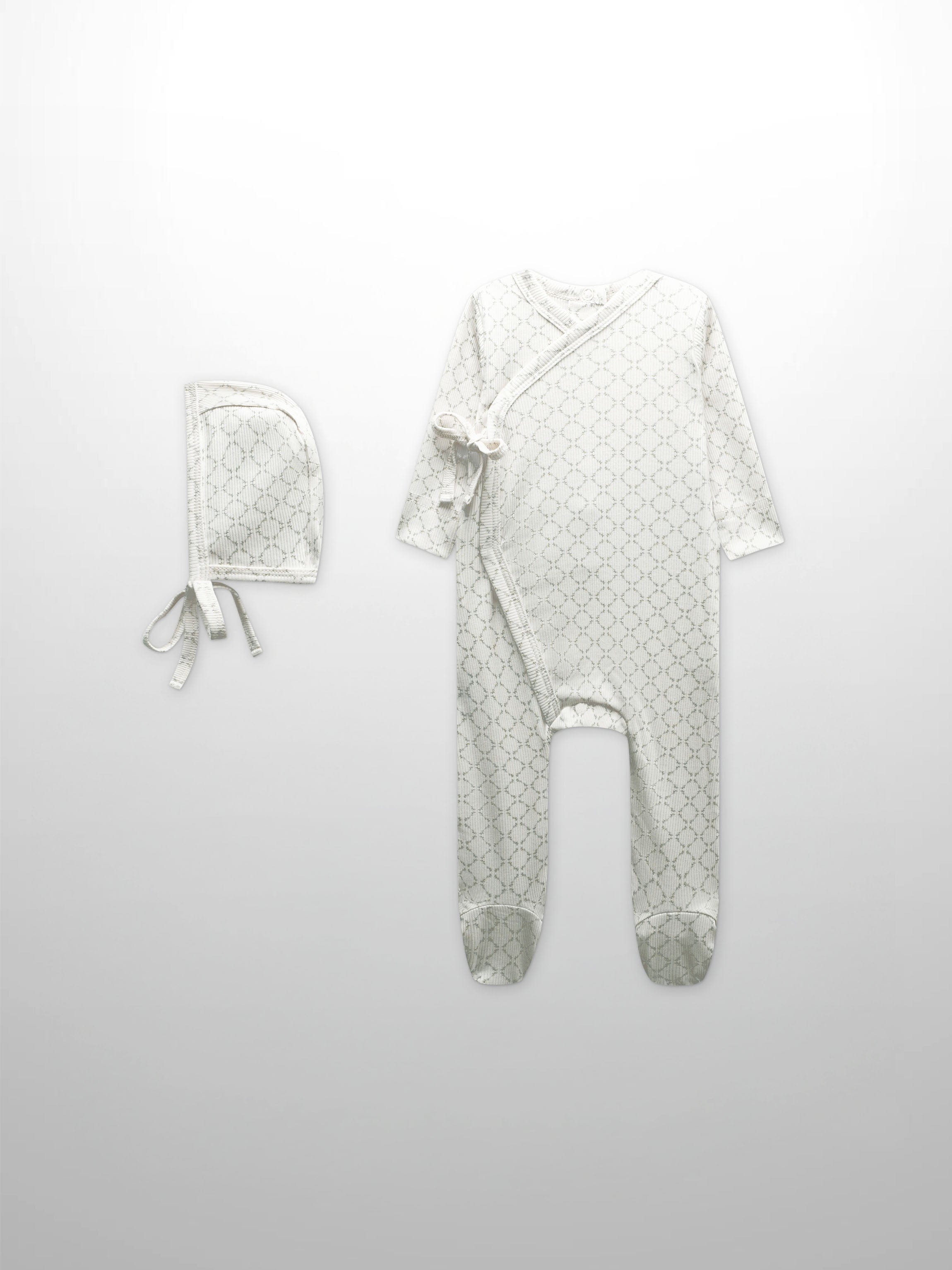 Tendril Vines Stretchy & Bonnet- Grey